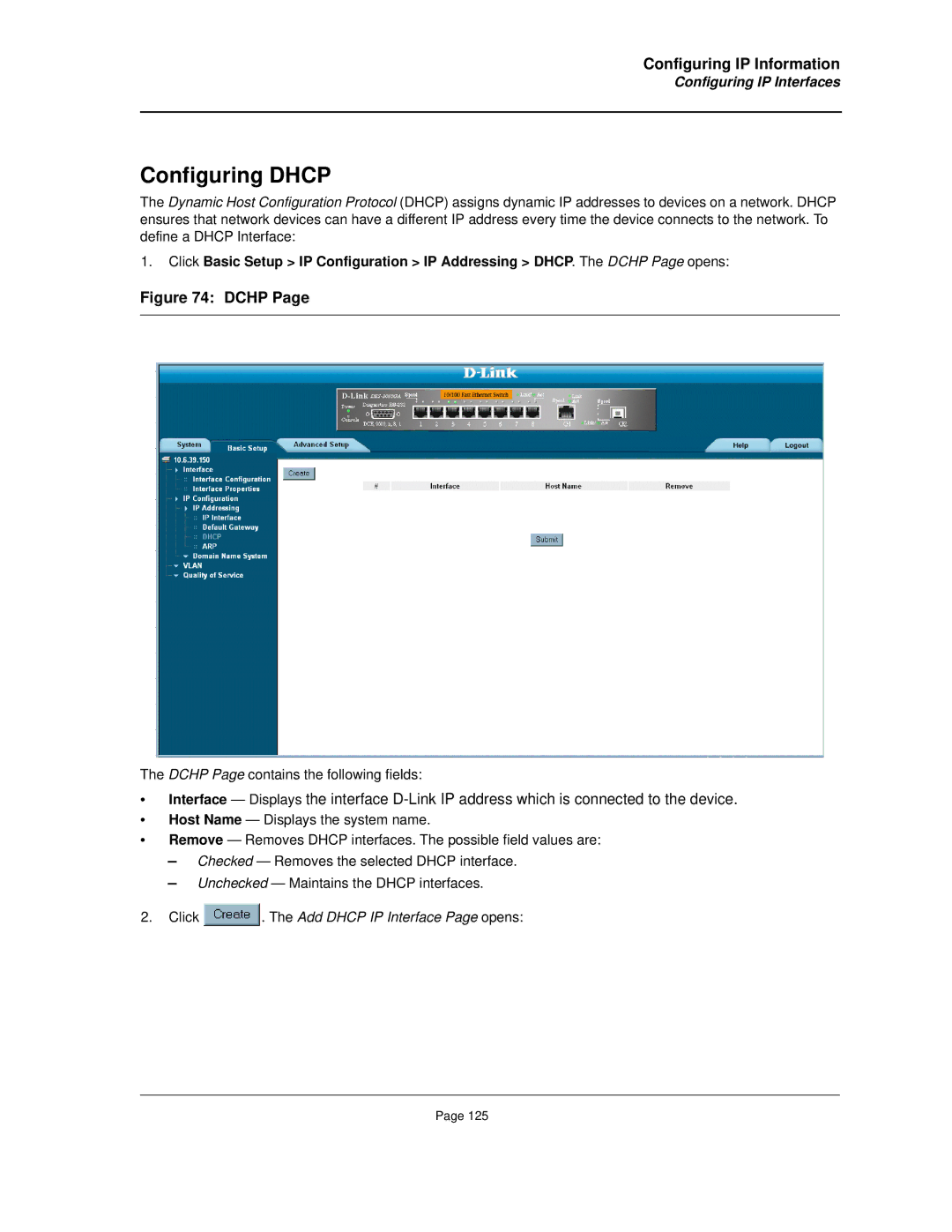 D-Link DES-3010FA/GA manual Configuring Dhcp, Dchp 