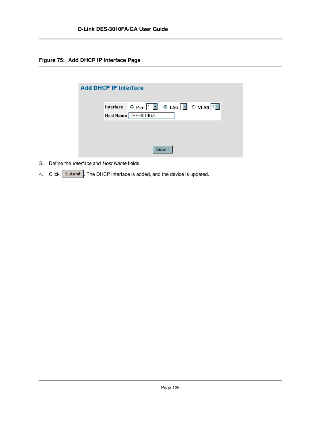 D-Link DES-3010FA/GA manual Add Dhcp IP Interface 