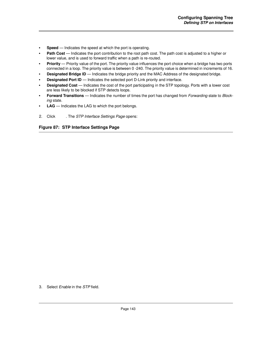 D-Link DES-3010FA/GA manual STP Interface Settings 