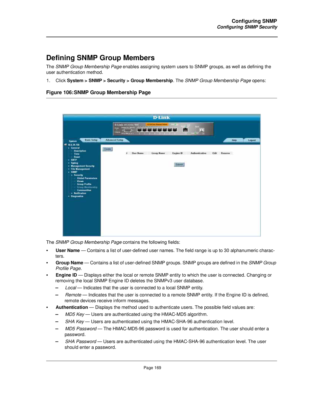 D-Link DES-3010FA/GA manual Defining Snmp Group Members, Snmp Group Membership 