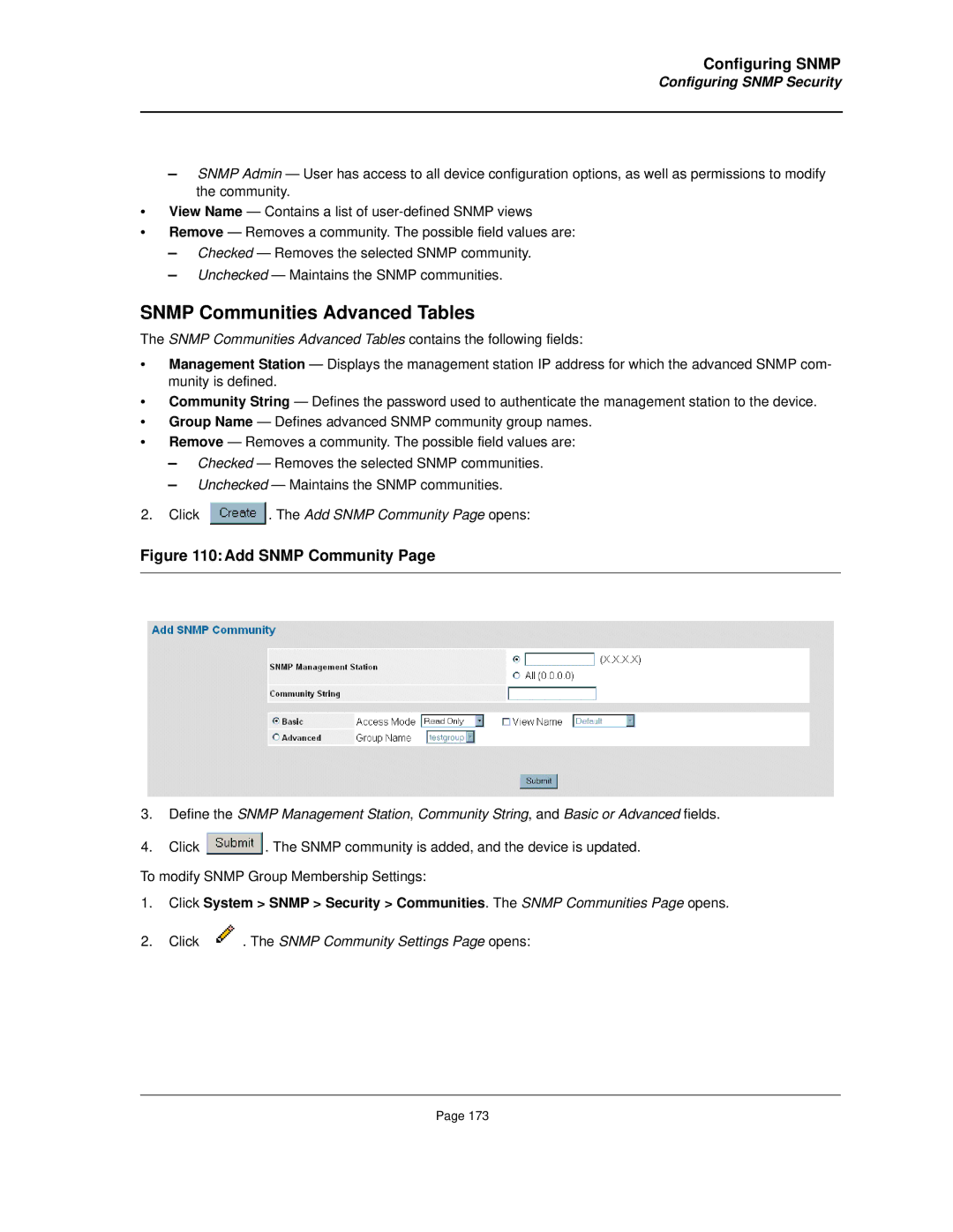 D-Link DES-3010FA/GA manual Snmp Communities Advanced Tables, Add Snmp Community 