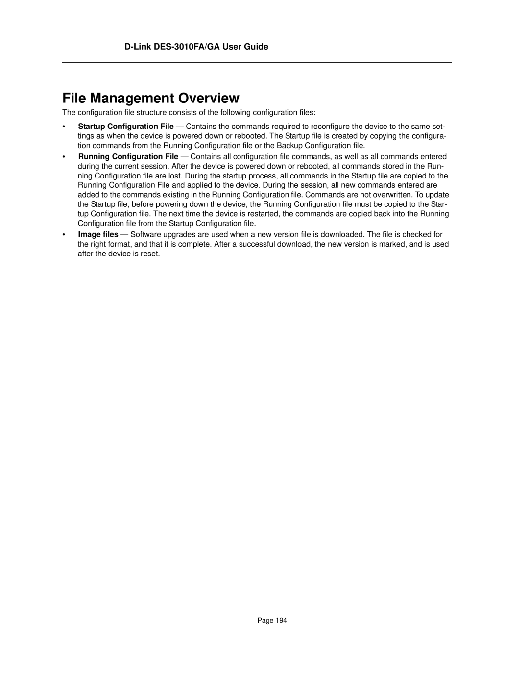 D-Link DES-3010FA/GA manual File Management Overview 