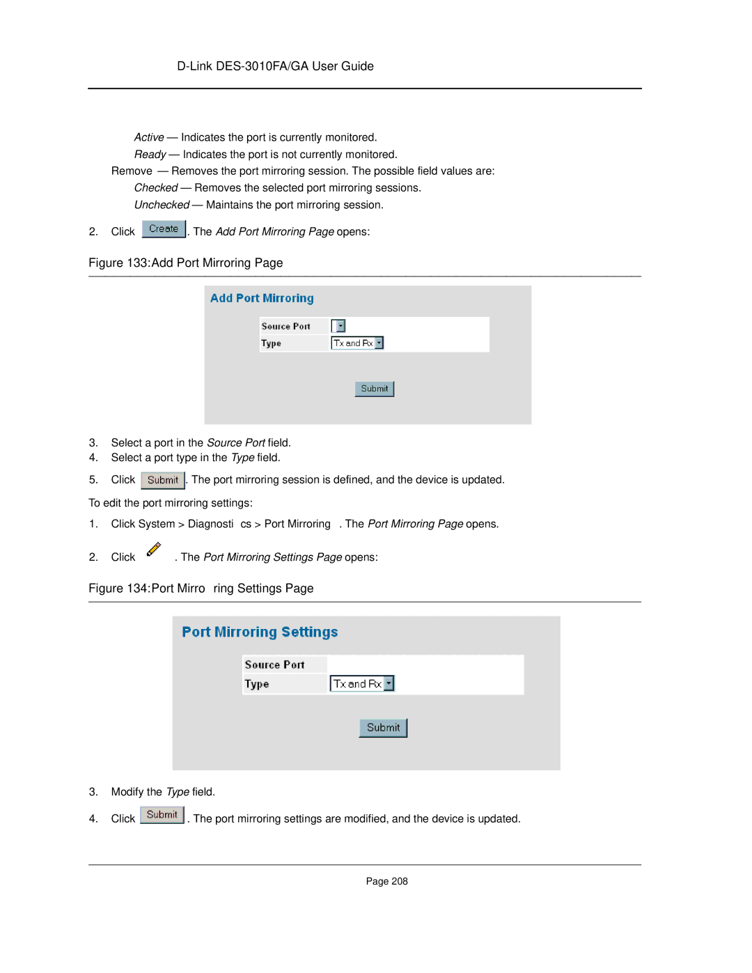 D-Link DES-3010FA/GA manual Add Port Mirroring 