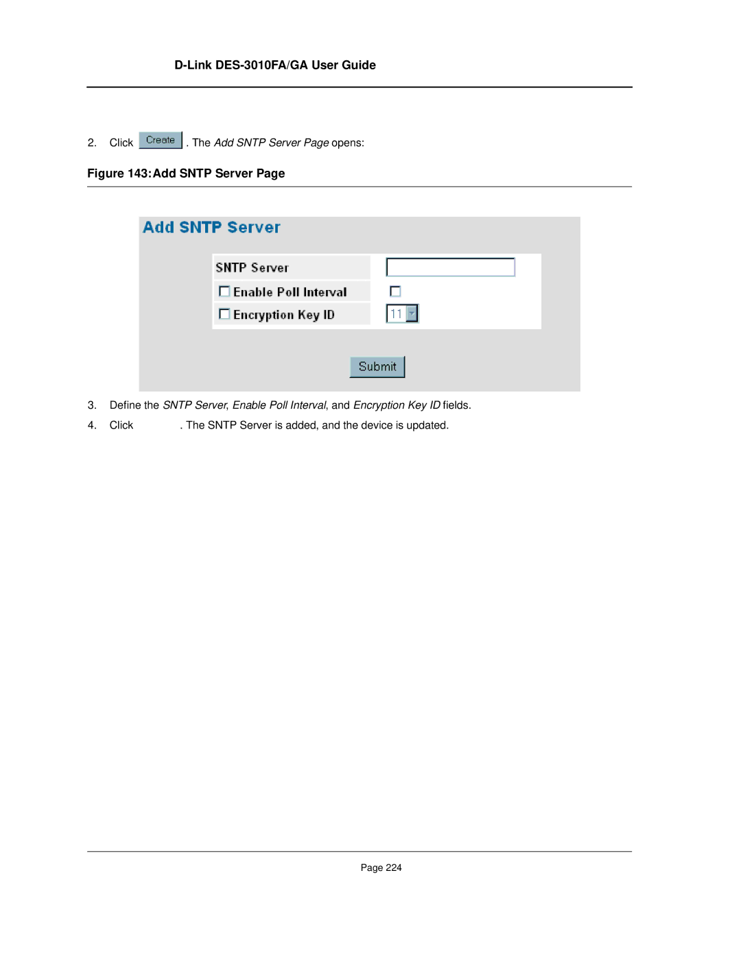 D-Link DES-3010FA/GA manual Add Sntp Server 