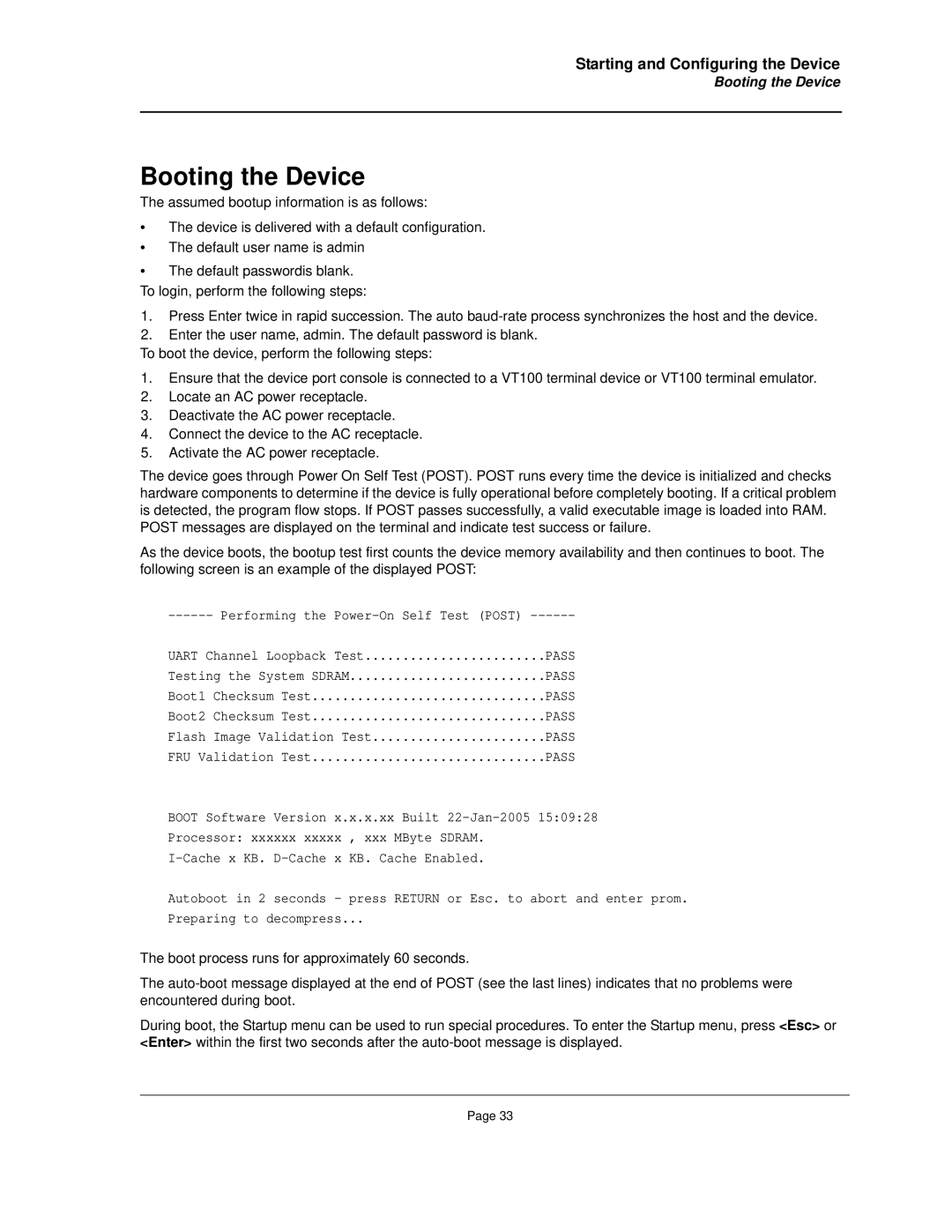 D-Link DES-3010FA/GA manual Booting the Device 