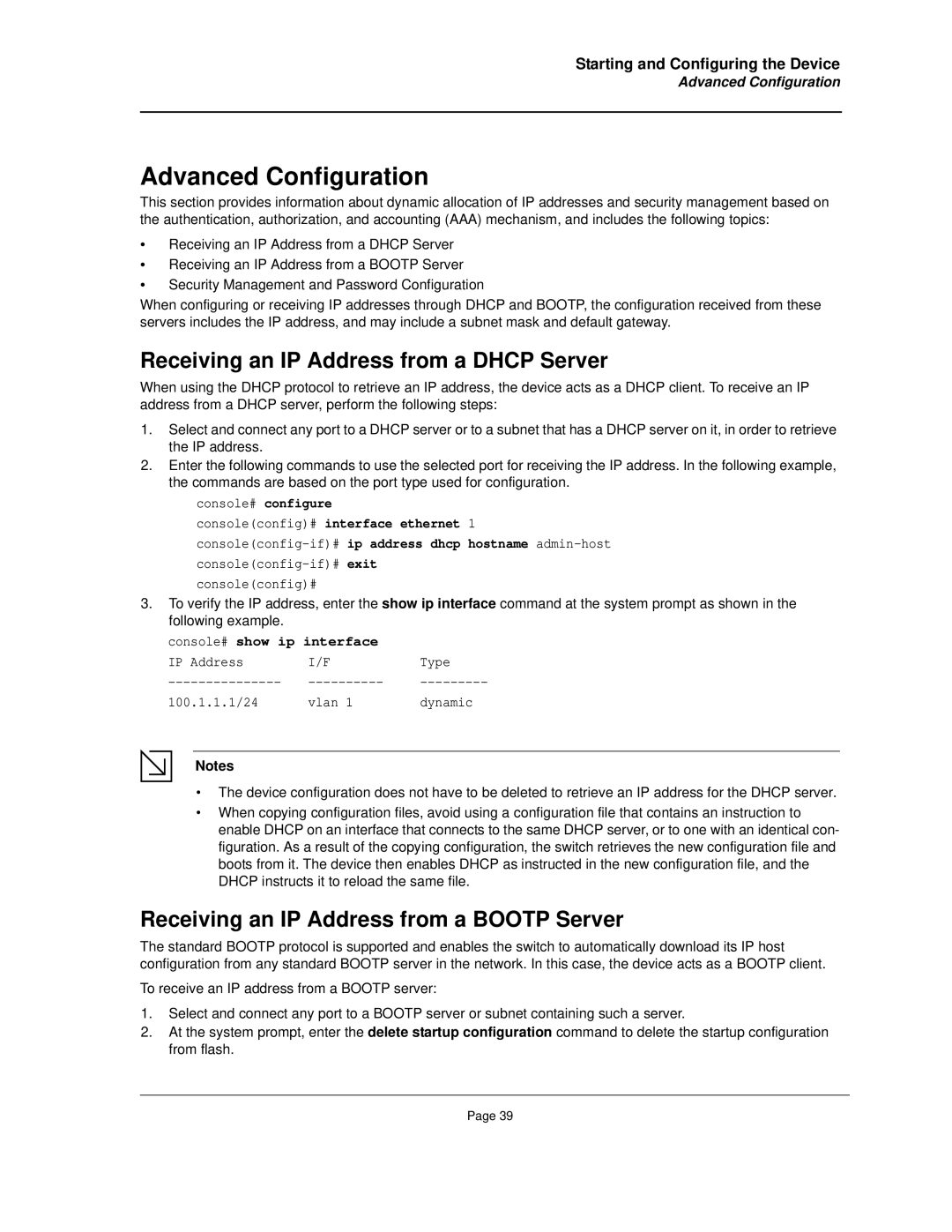 D-Link DES-3010FA/GA manual Advanced Configuration, Receiving an IP Address from a Dhcp Server 