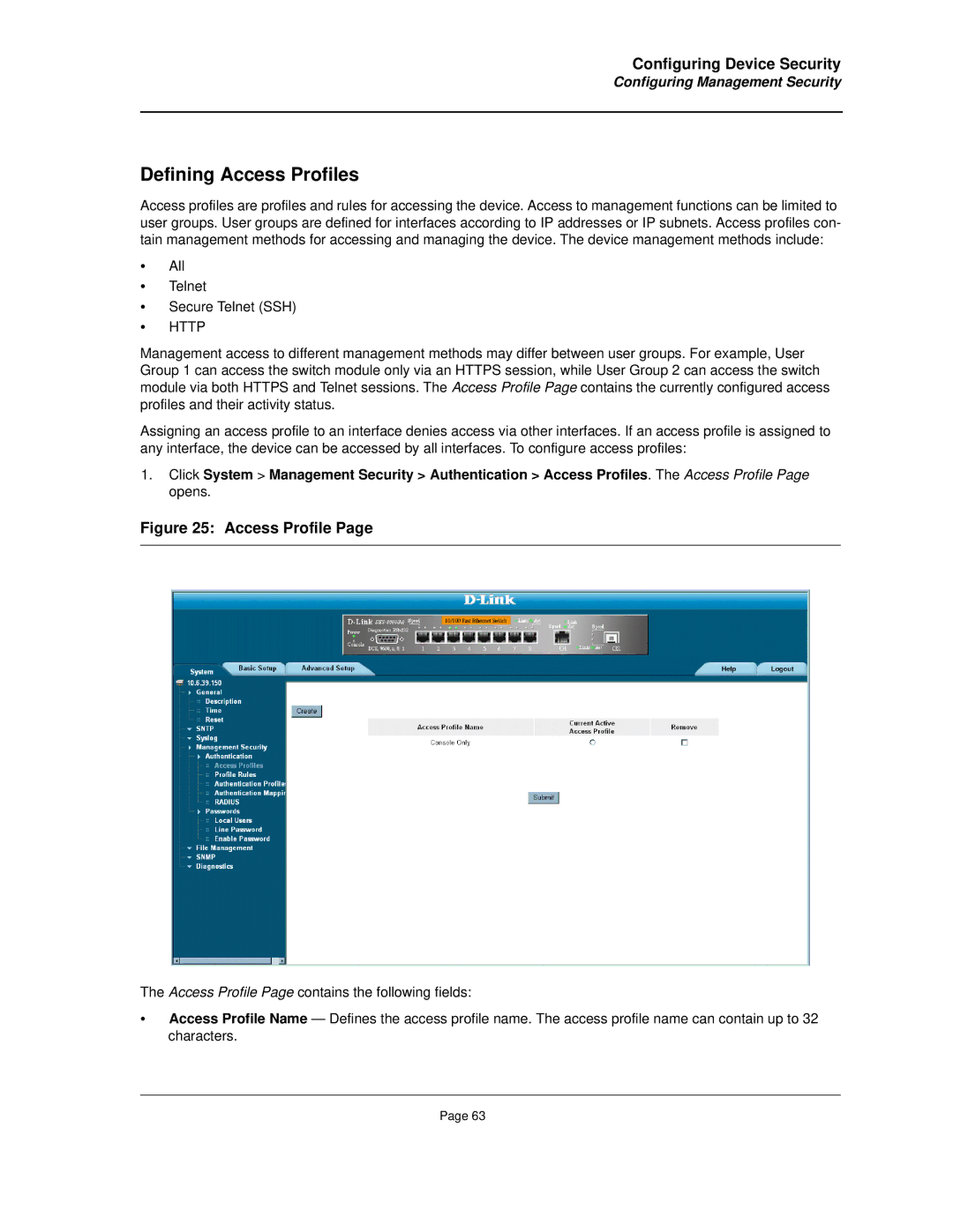 D-Link DES-3010FA/GA manual Defining Access Profiles 