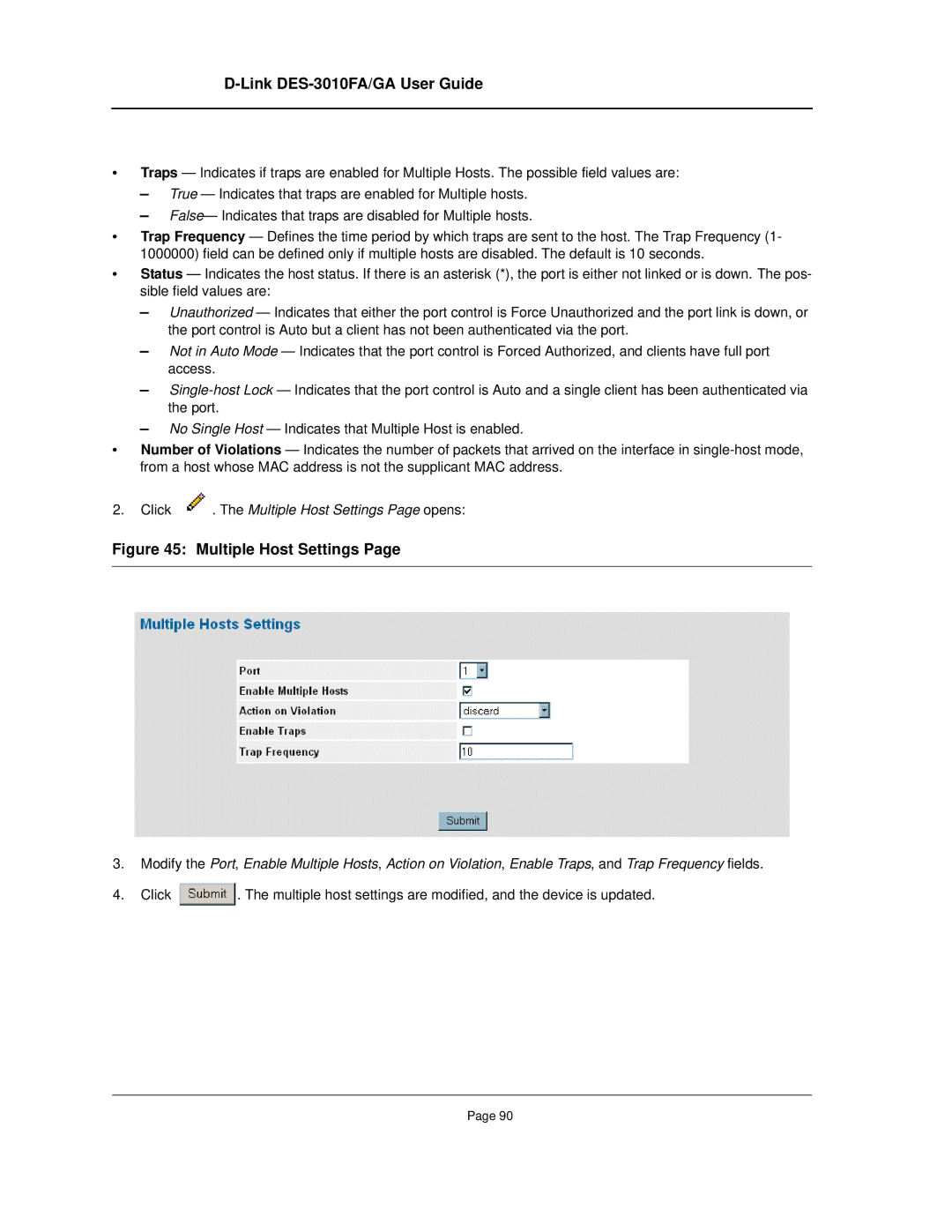 D-Link DES-3010FA/GA manual Multiple Host Settings 