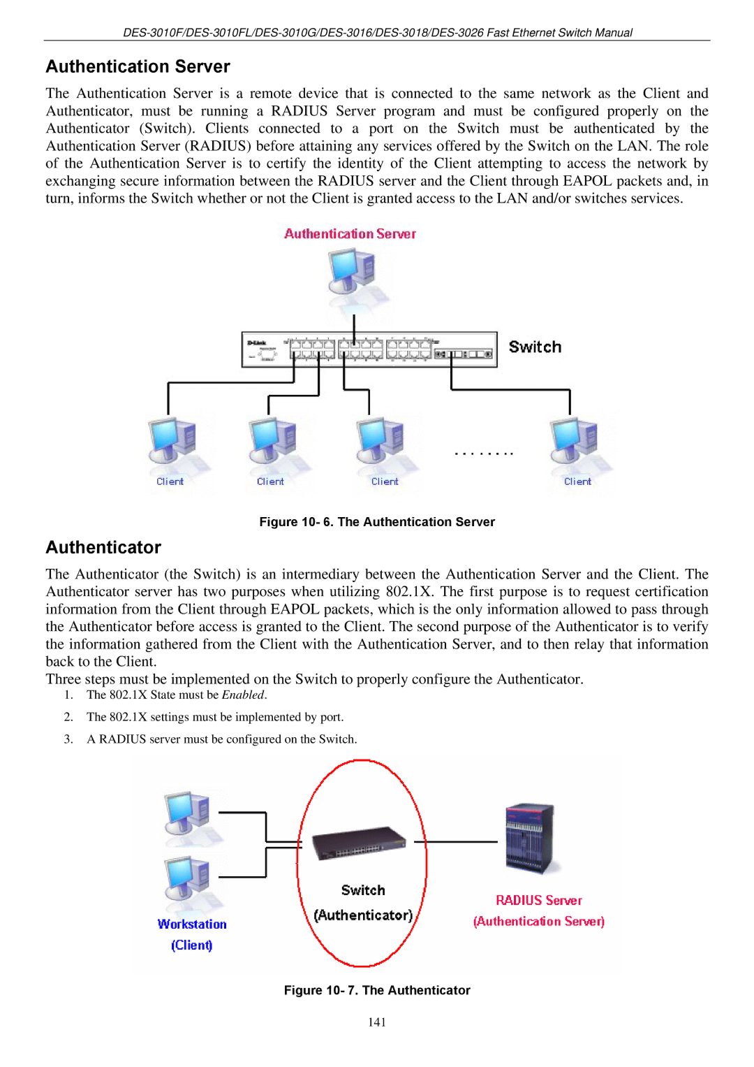 D-Link DES-3018 manual Authentication Server, Authenticator 