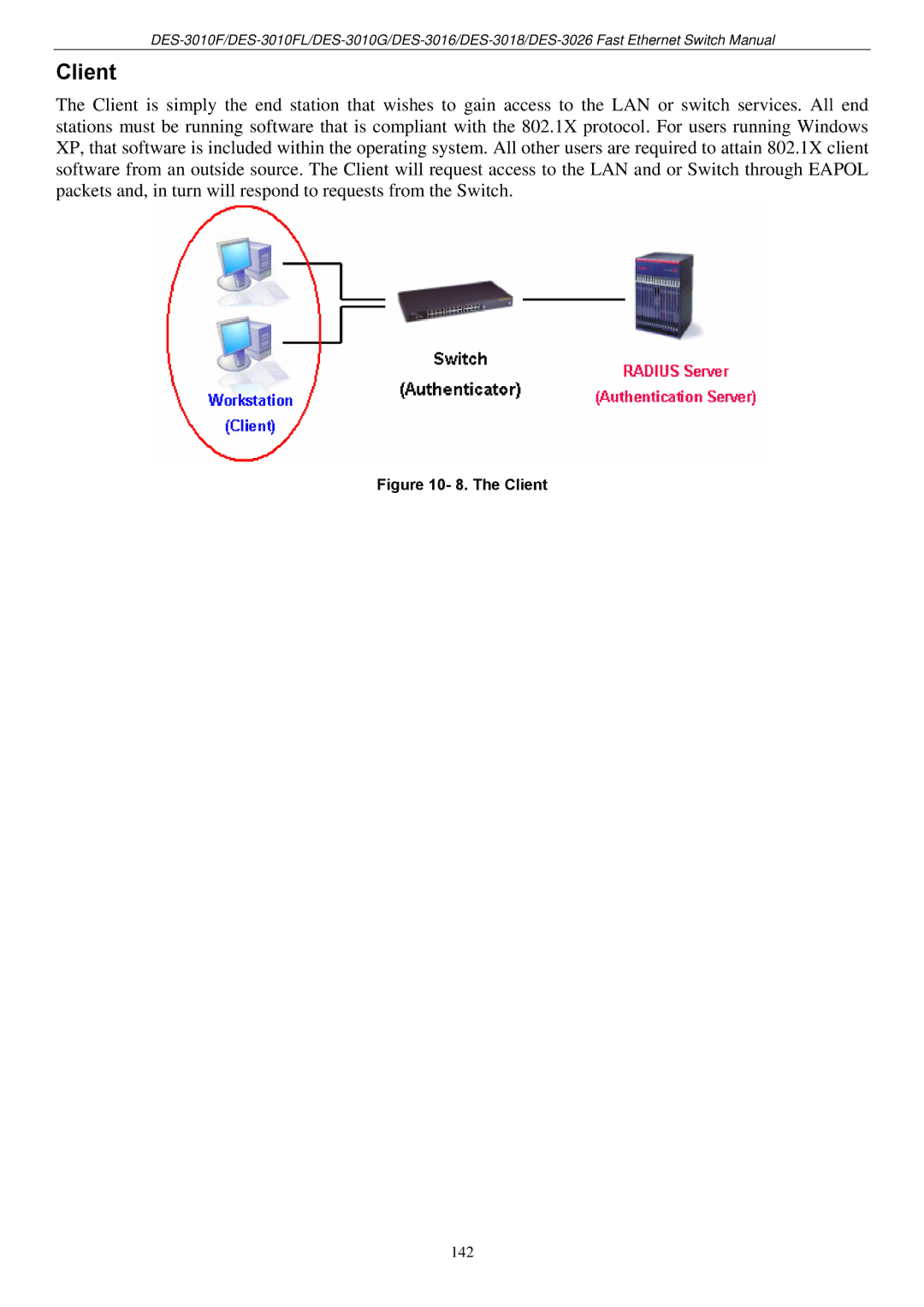 D-Link DES-3018 manual Client 