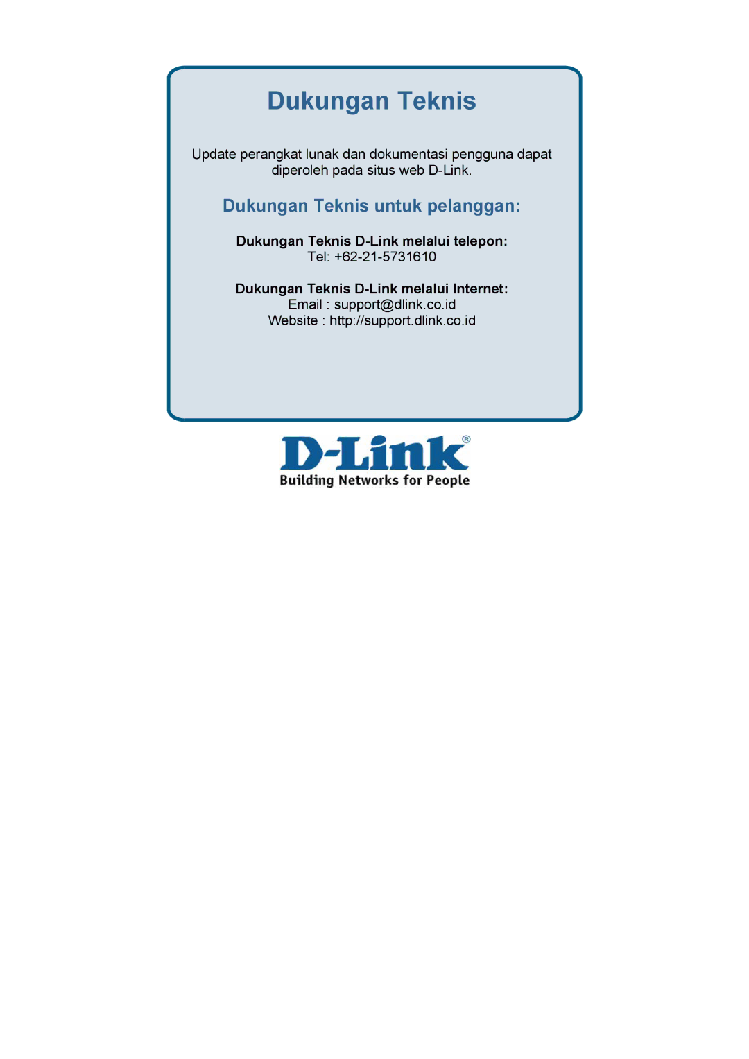 D-Link DES-3018 manual Dukungan Teknis 