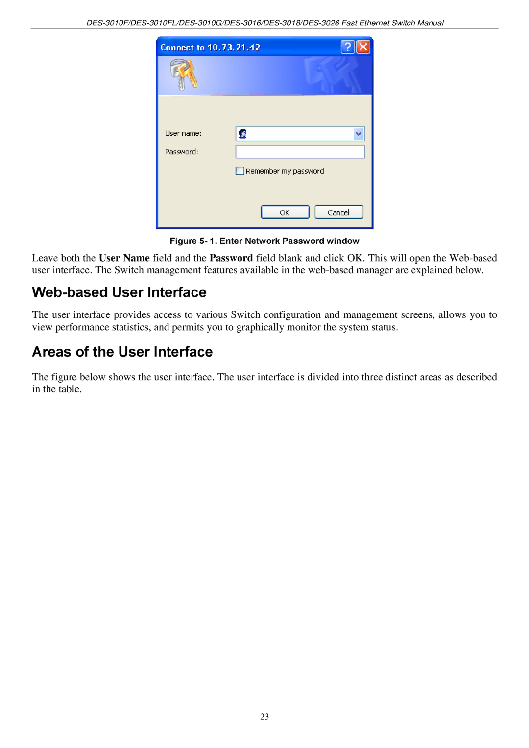 D-Link DES-3018 manual Web-based User Interface, Areas of the User Interface 