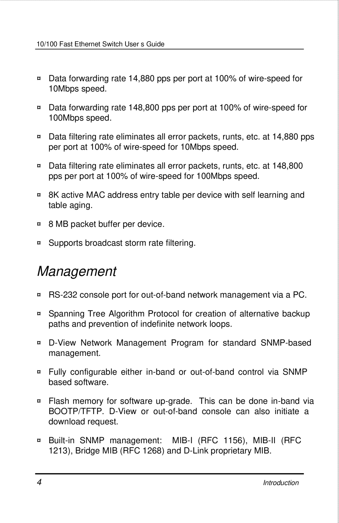 D-Link DES-3208 manual Management 