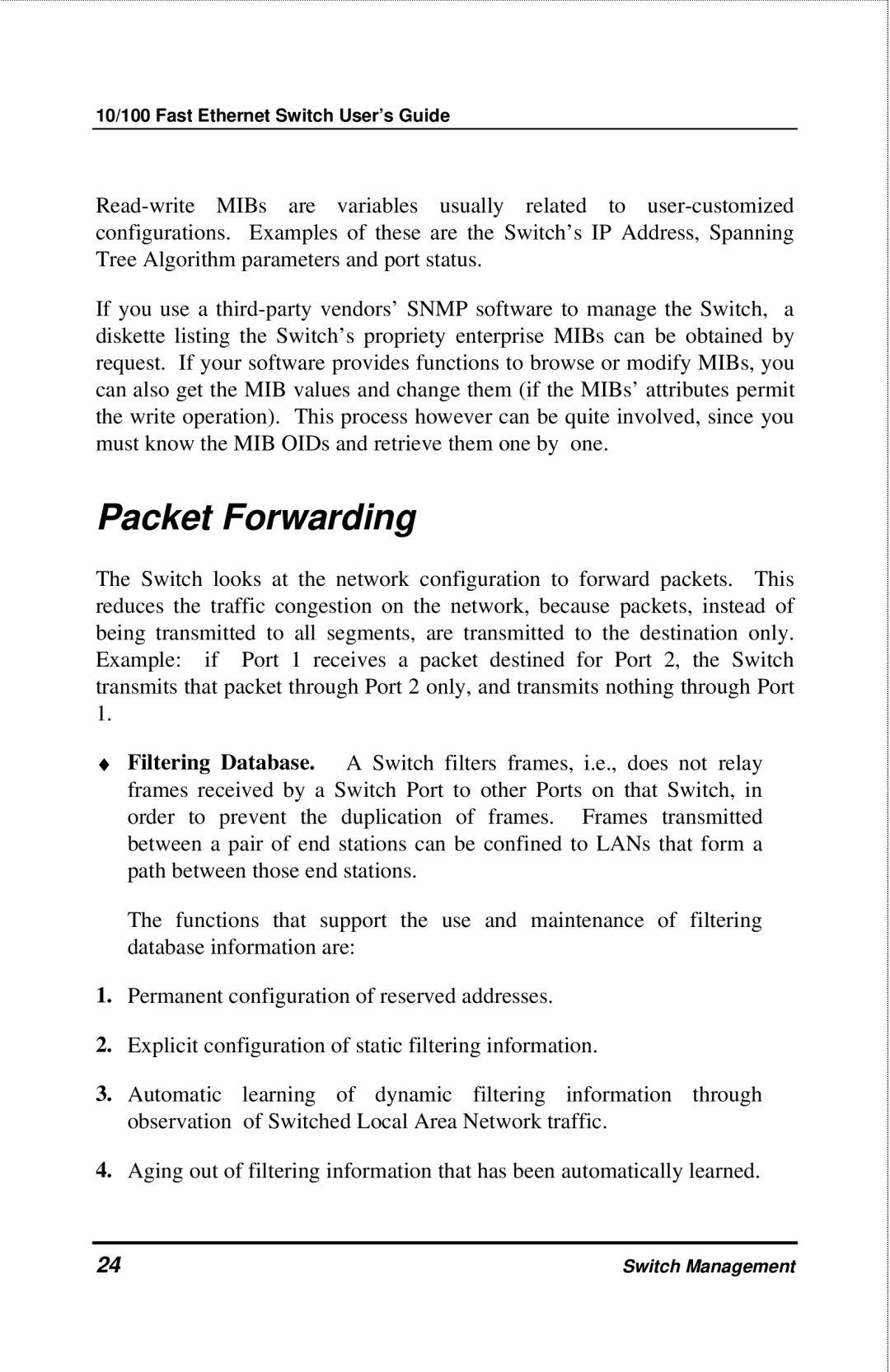 D-Link DES-3208 manual Packet Forwarding 