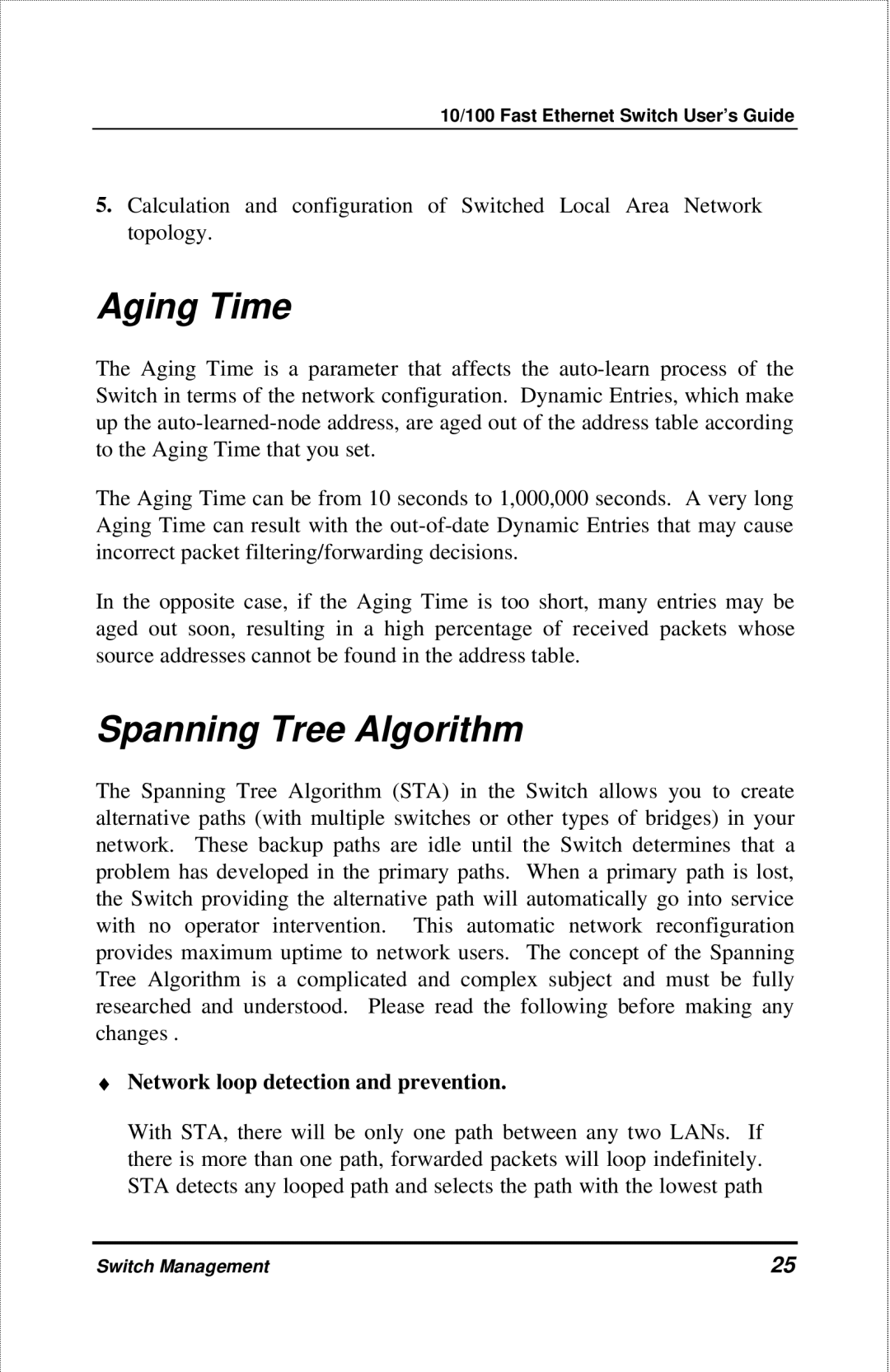 D-Link DES-3208 manual Aging Time, Spanning Tree Algorithm 