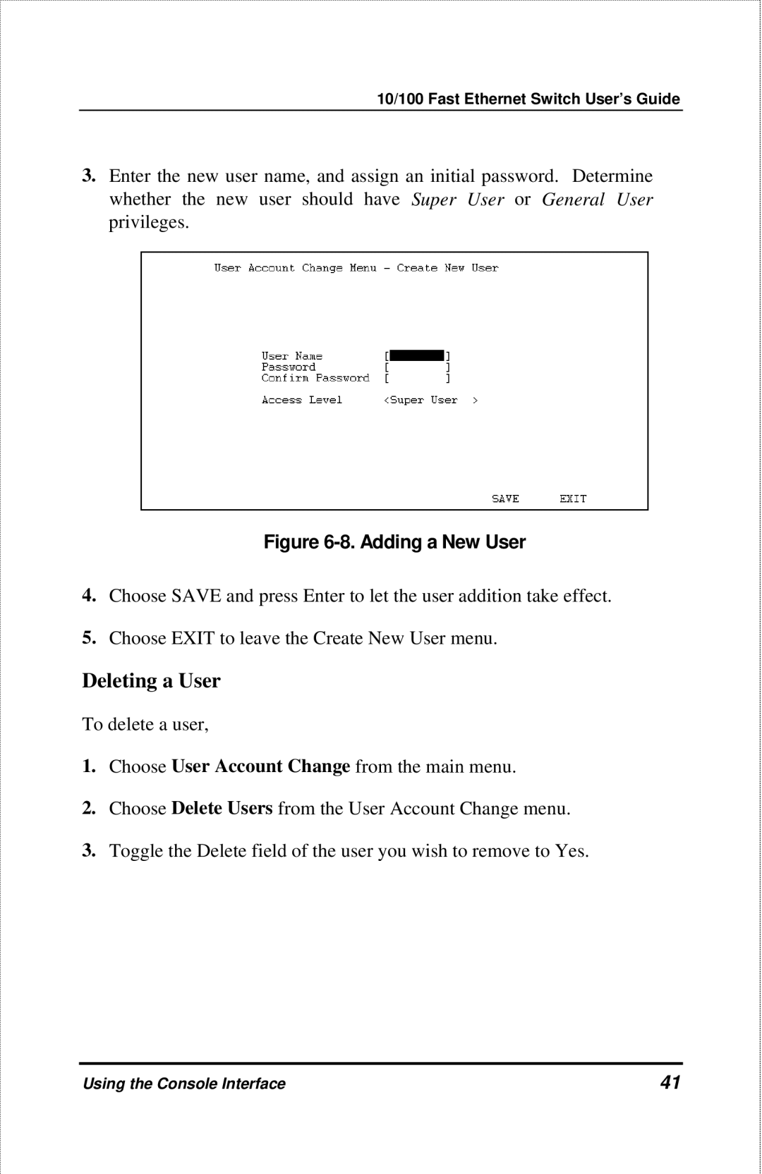 D-Link DES-3208 manual Deleting a User 