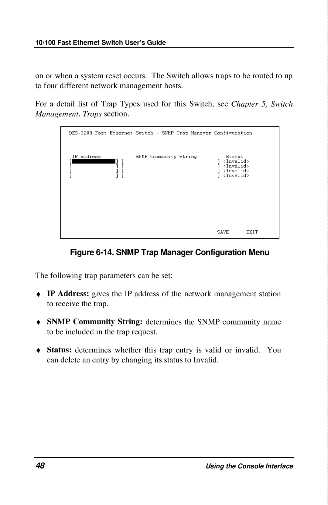 D-Link DES-3208 manual Snmp Trap Manager Configuration Menu 