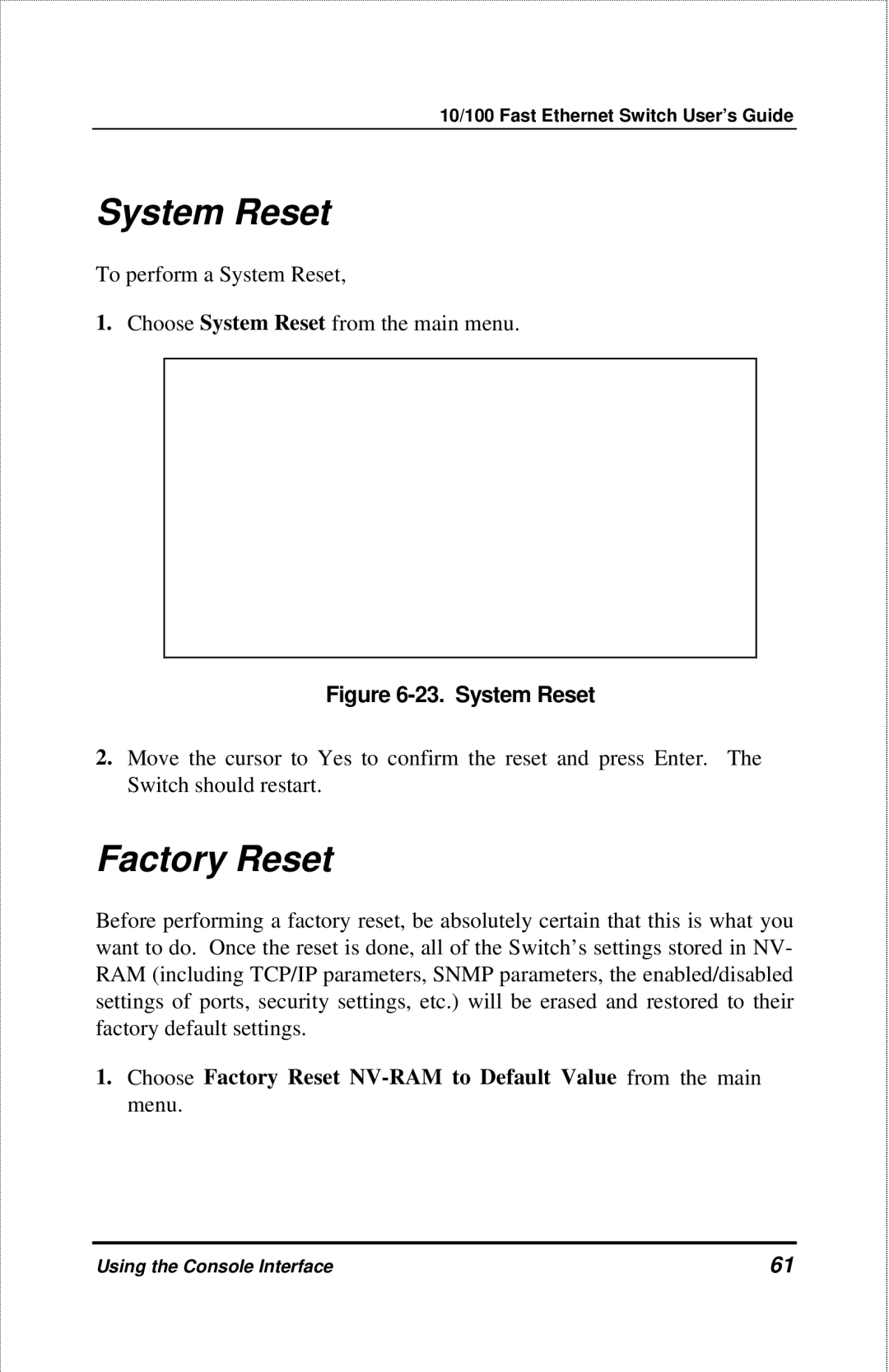 D-Link DES-3208 manual System Reset, Factory Reset 