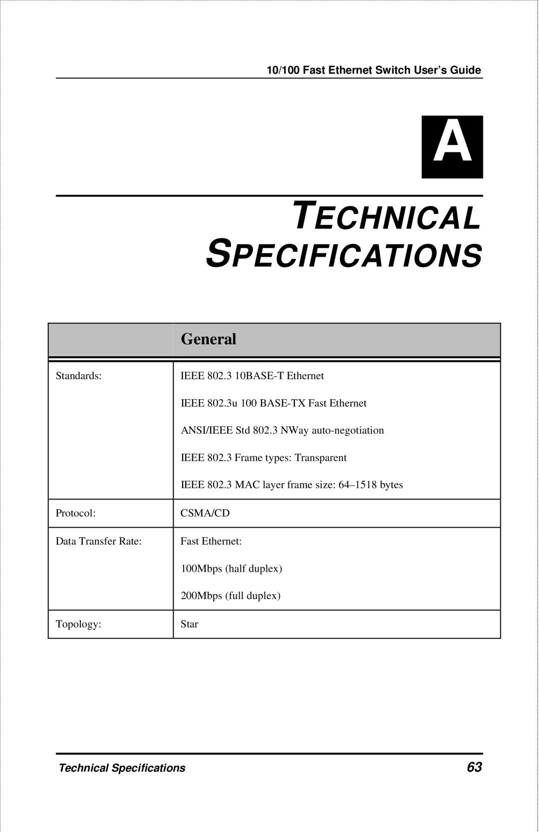 D-Link DES-3208 manual Technical Specifications, General 