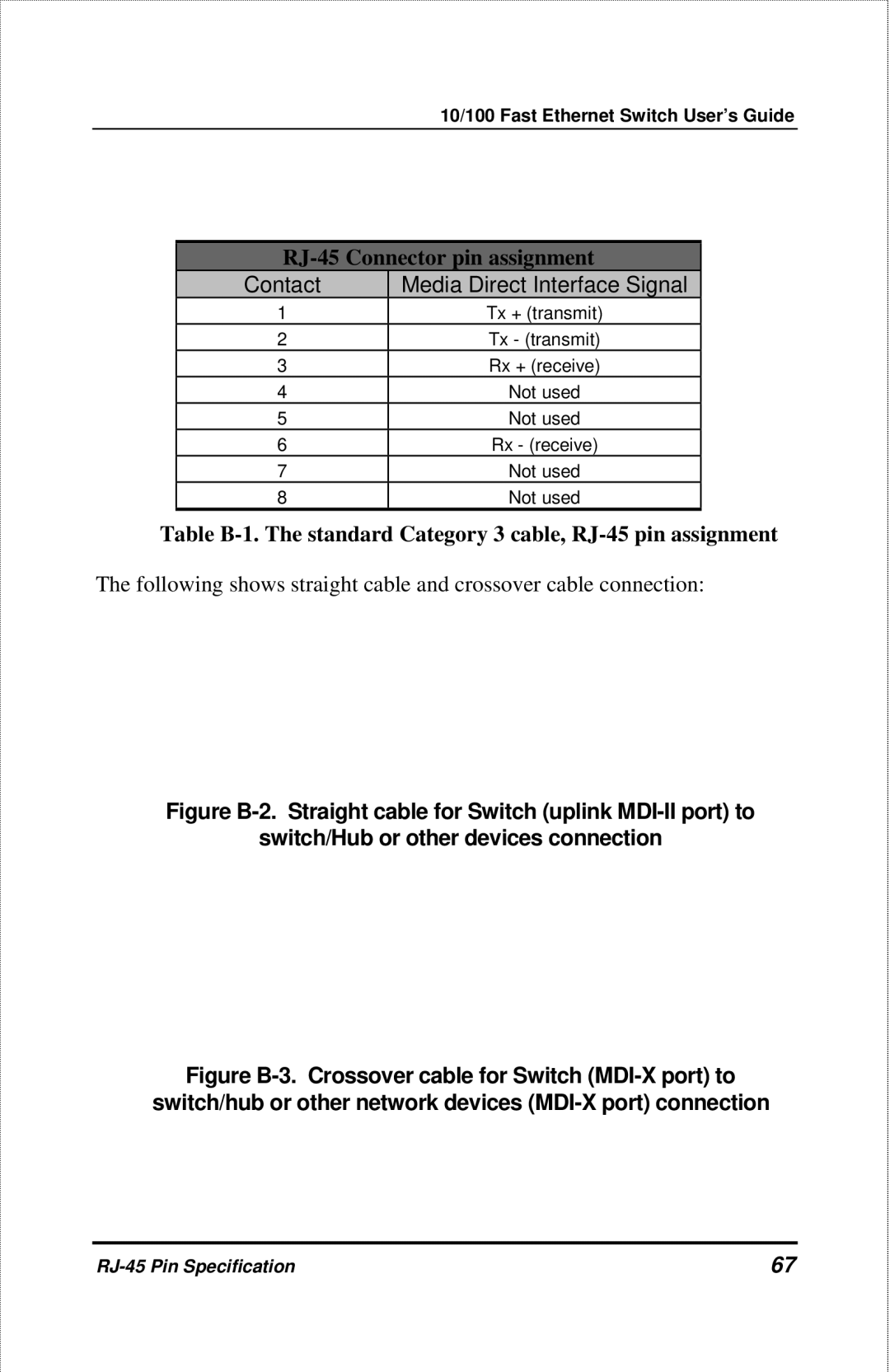 D-Link DES-3208 manual RJ-45 Connector pin assignment 