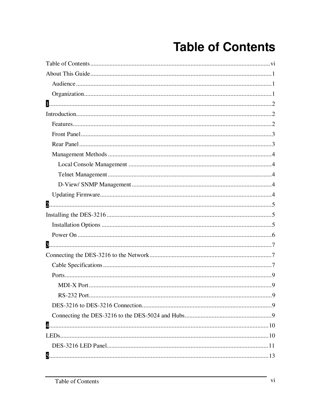 D-Link DES-3216 manual Table of Contents 