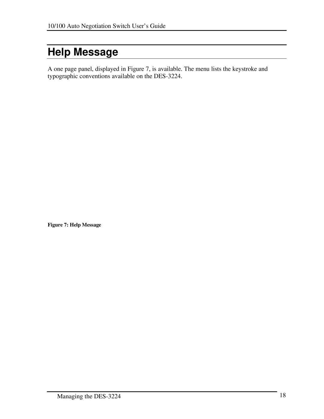 D-Link DES-3224 manual Help Message 