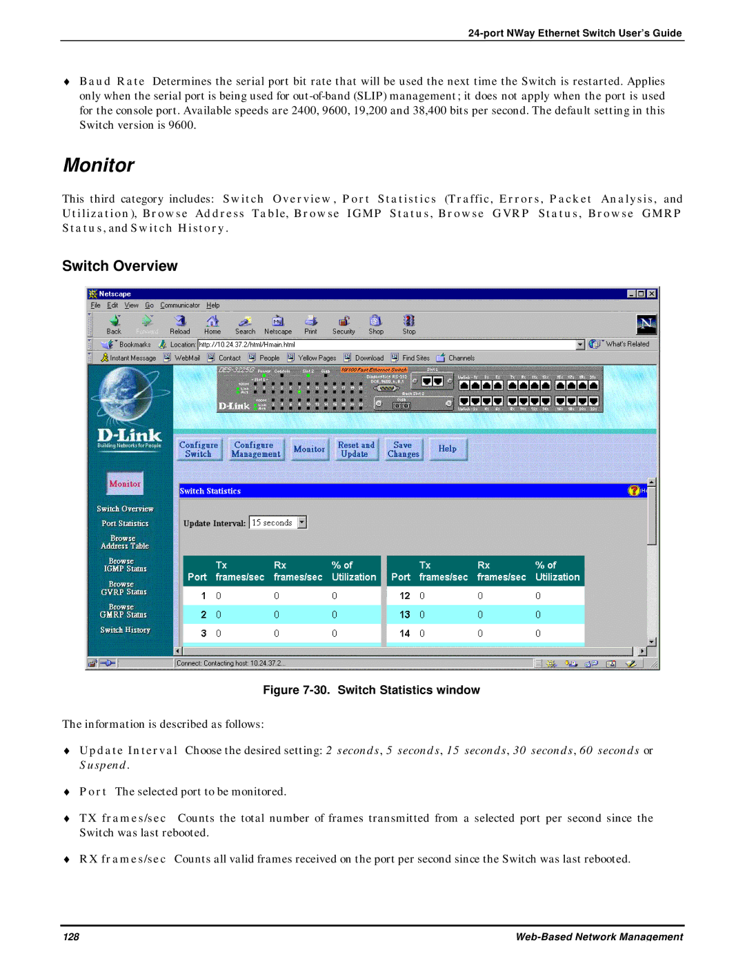 D-Link DES-3225G manual Monitor, Switch Overview 