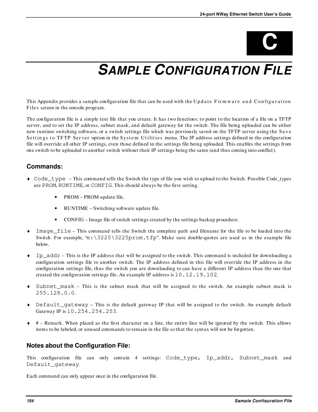 D-Link DES-3225G manual Sample Configuration File, Commands 