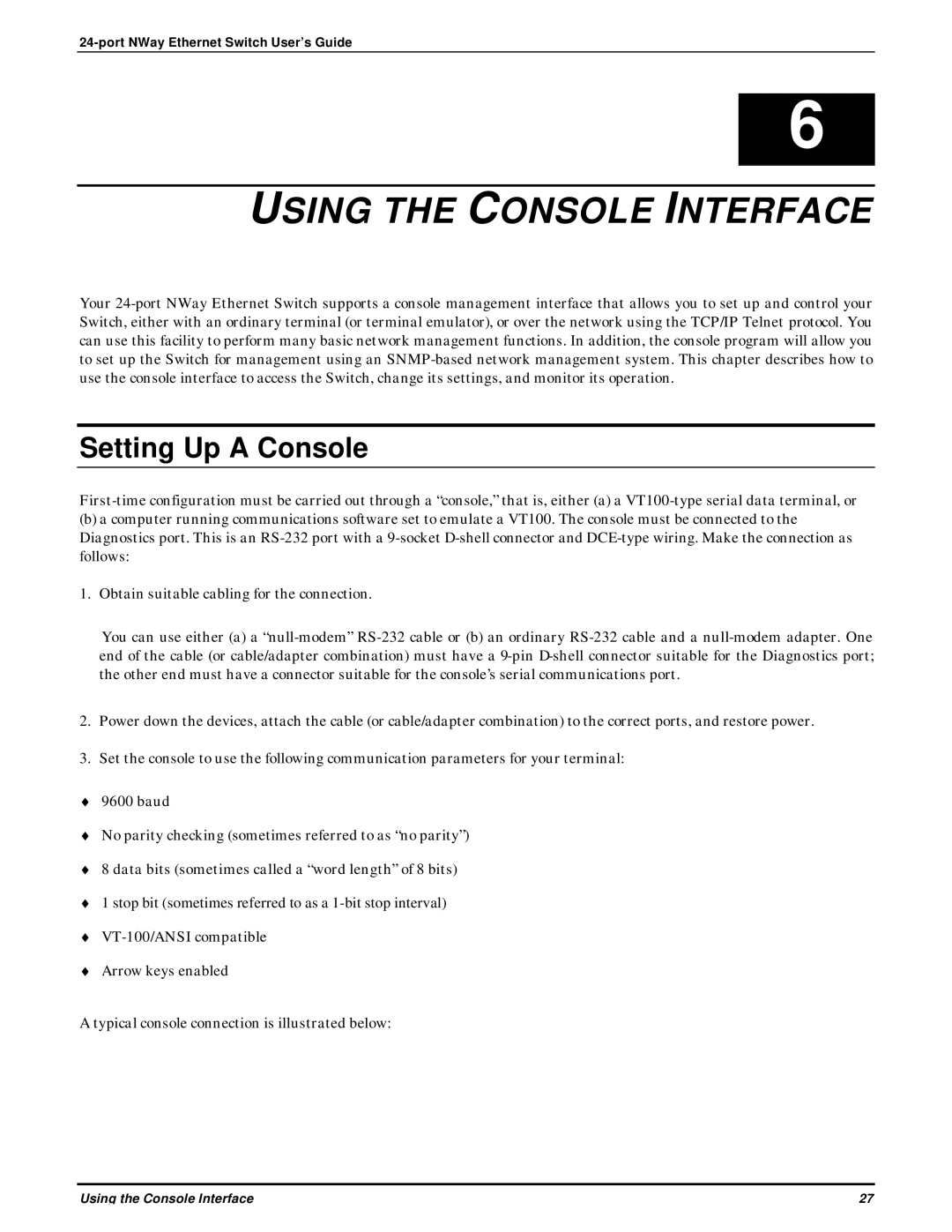 D-Link DES-3225G manual Using the Console Interface, Setting Up a Console 