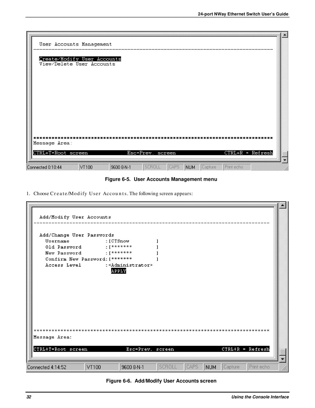 D-Link DES-3225G manual User Accounts Management menu 