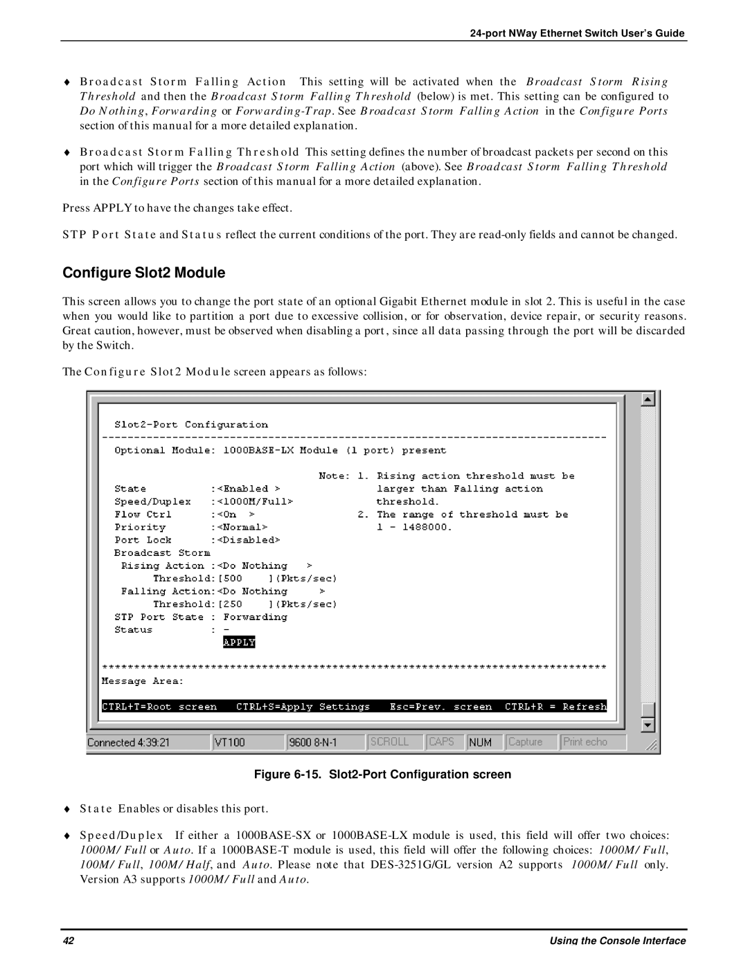 D-Link DES-3225G manual Configure Slot2 Module, Slot2-Port Configuration screen 