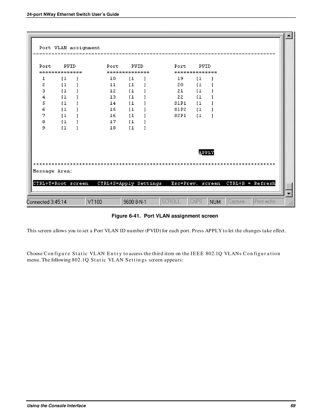 D-Link DES-3225G manual Port Vlan assignment screen 