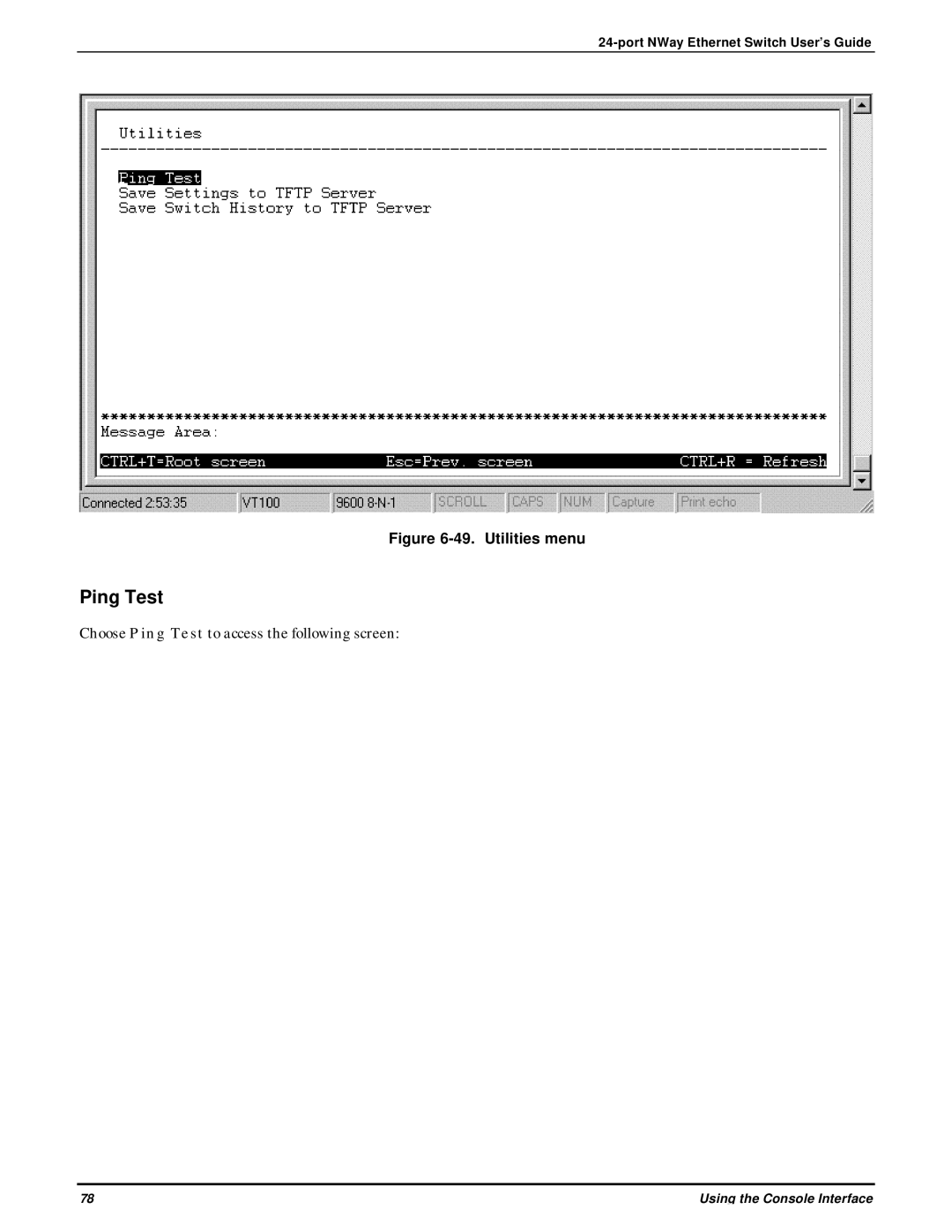 D-Link DES-3225G manual Ping Test, Utilities menu 