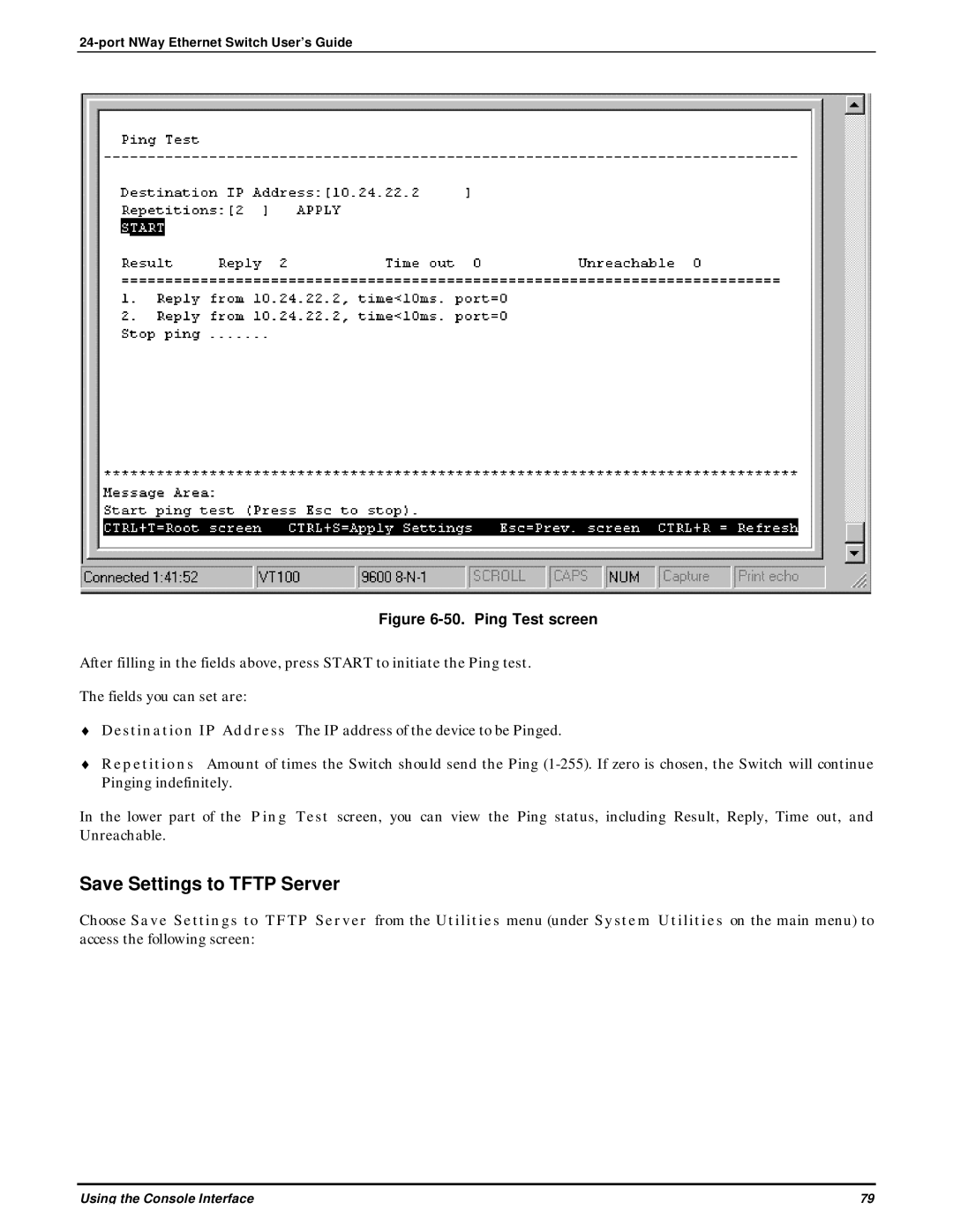 D-Link DES-3225G manual Save Settings to Tftp Server, Ping Test screen 