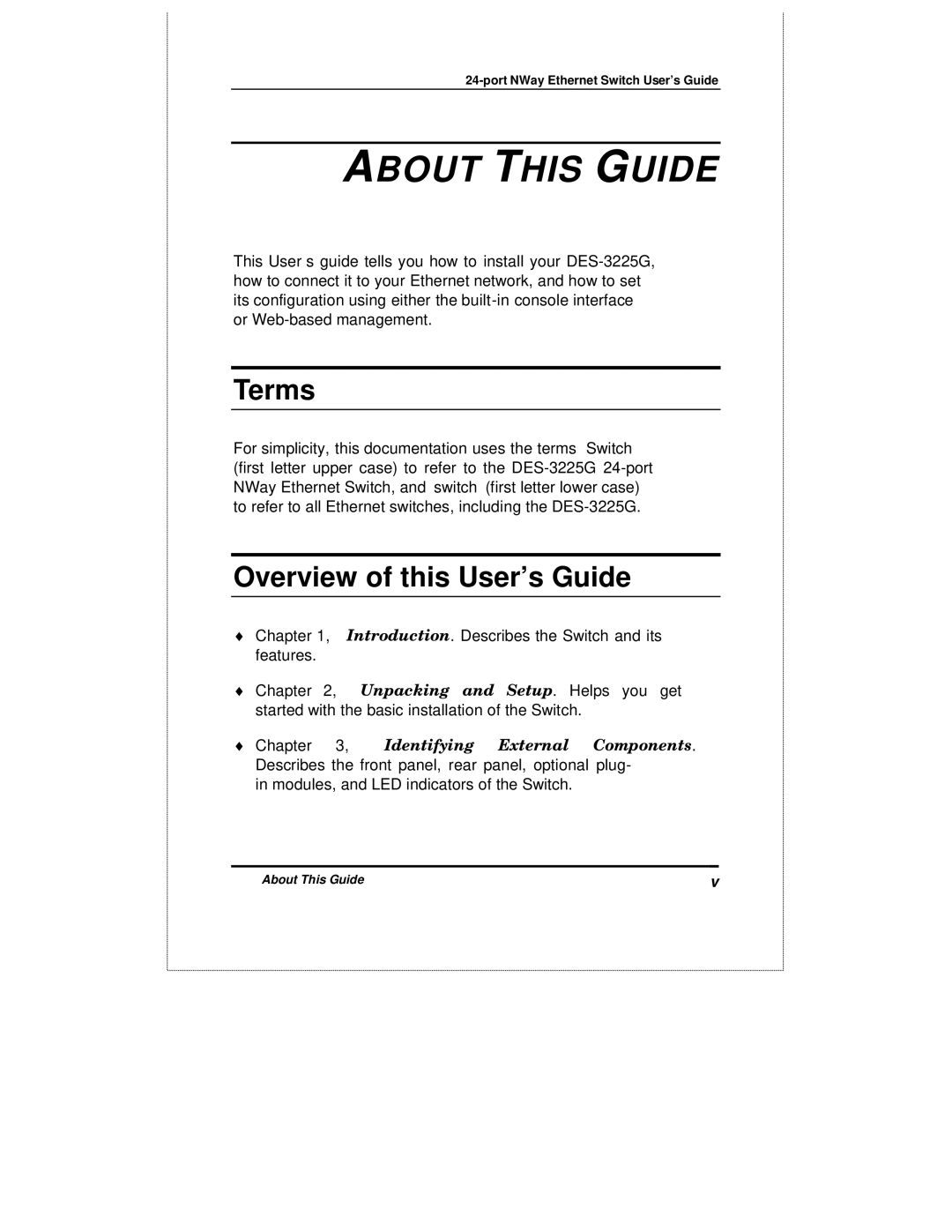 D-Link DES-3225GF manual Terms, Overview of this User’s Guide 