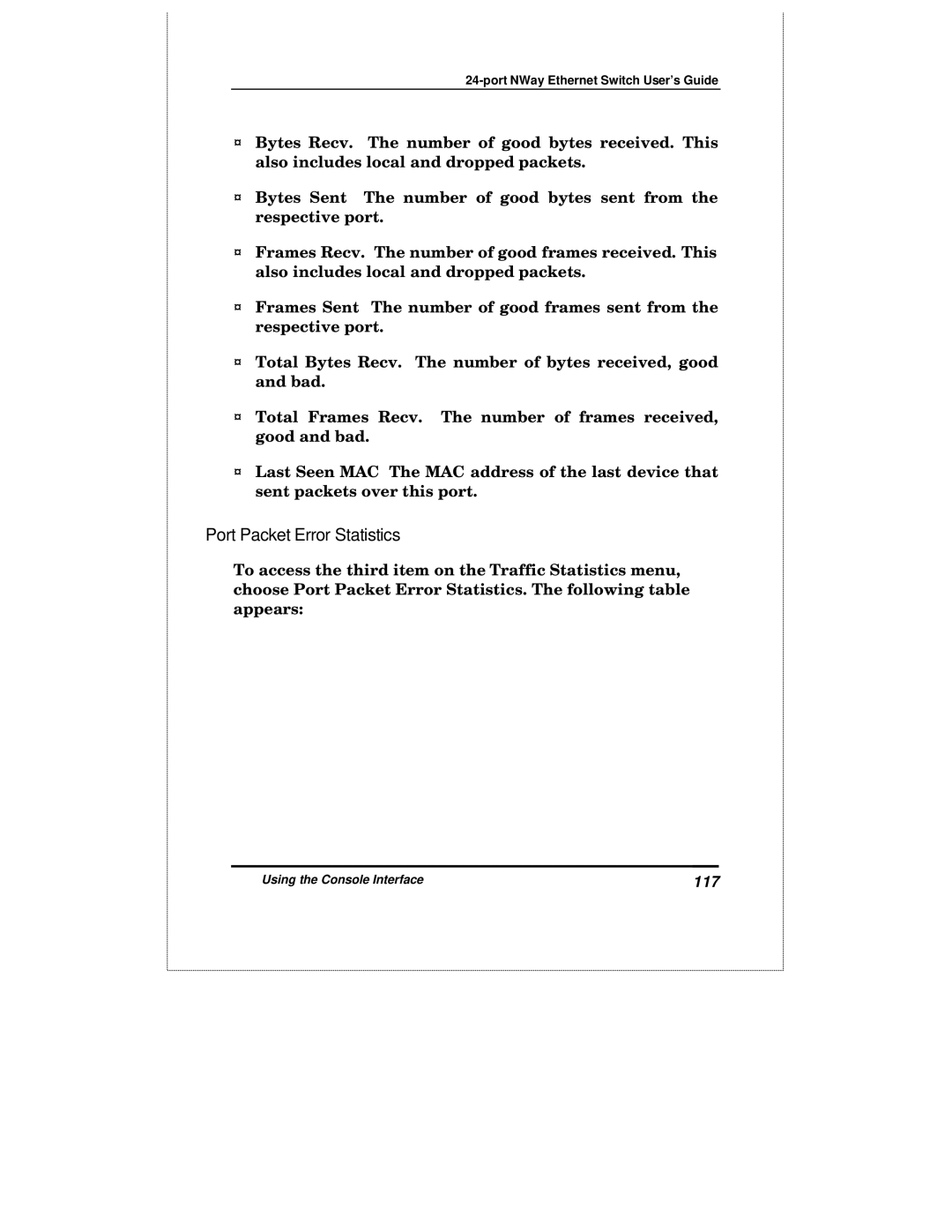 D-Link DES-3225GF manual Port Packet Error Statistics, 117 