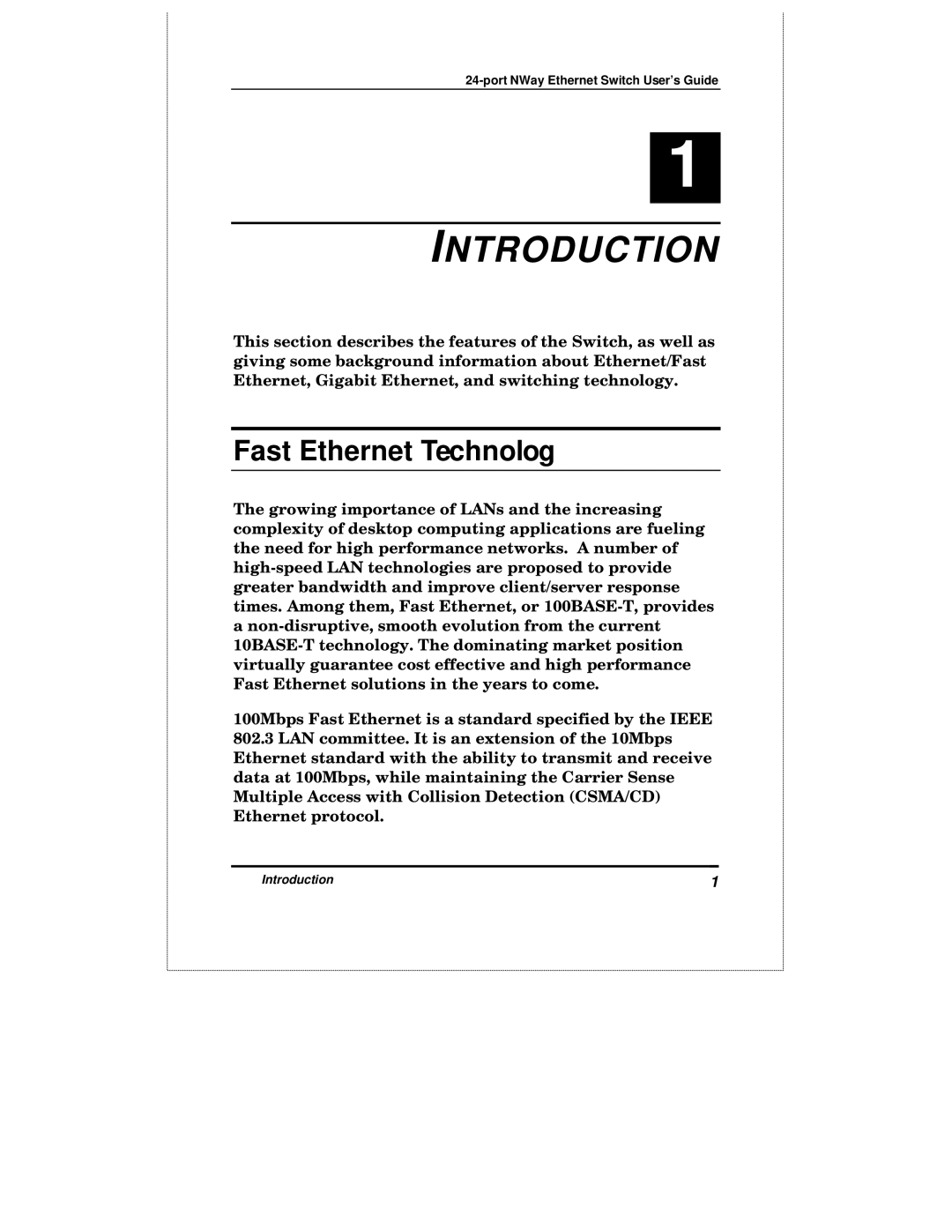 D-Link DES-3225GF manual Introduction, Fast Ethernet Technolog 