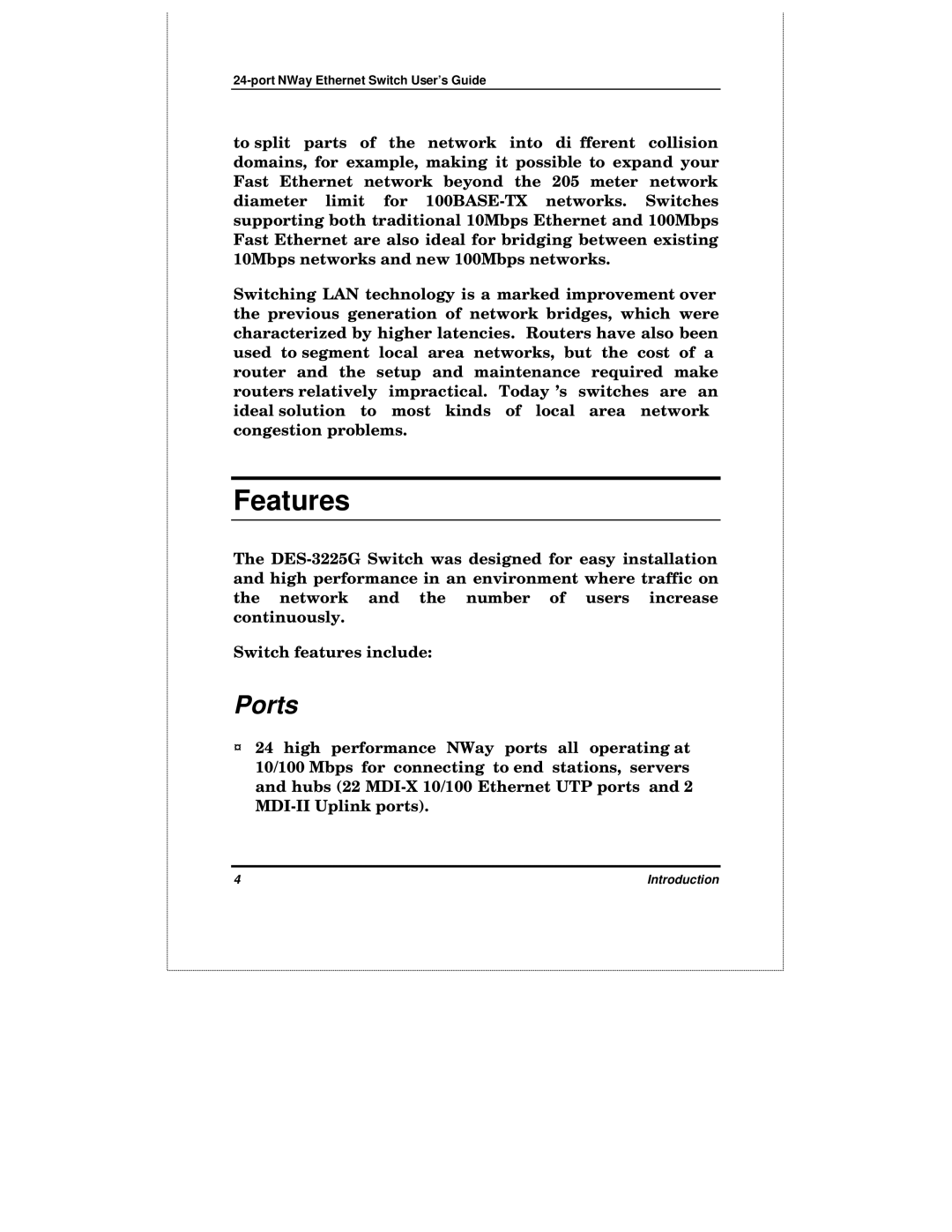 D-Link DES-3225GF manual Features, Ports 