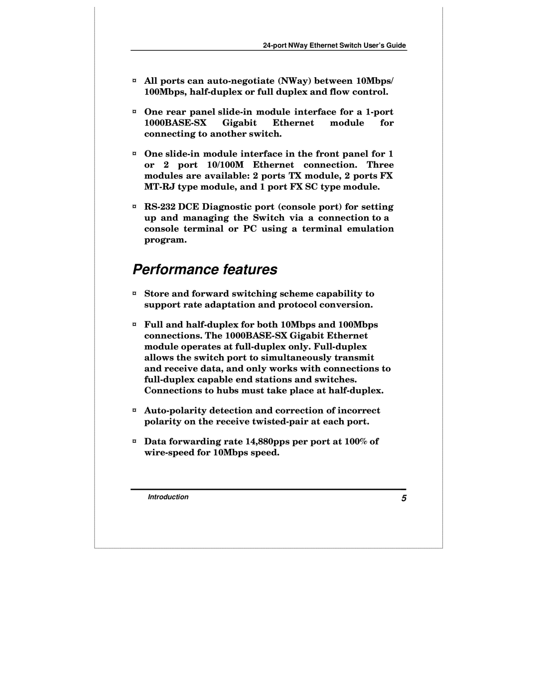 D-Link DES-3225GF manual Performance features 