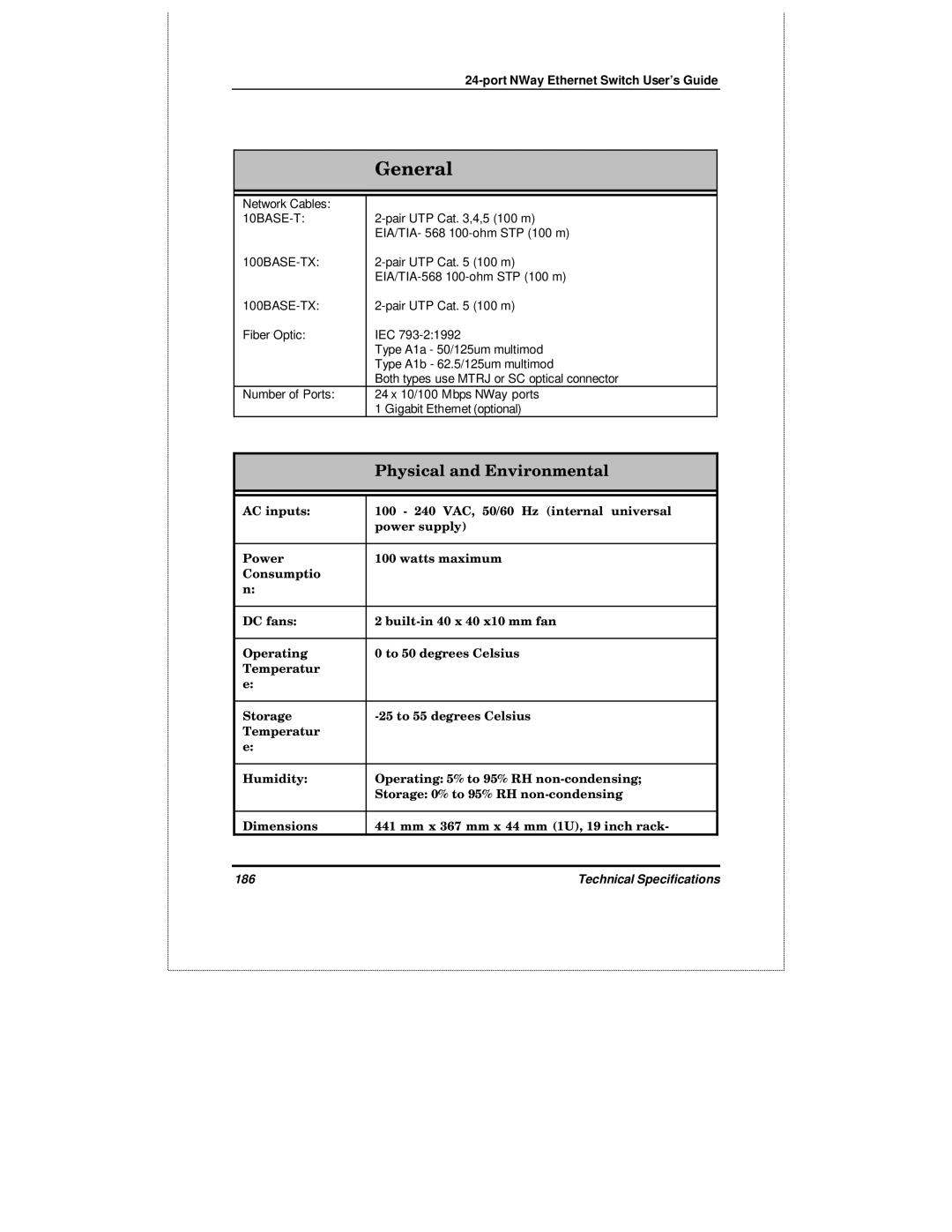 D-Link DES-3225GF manual Physical and Environmental 