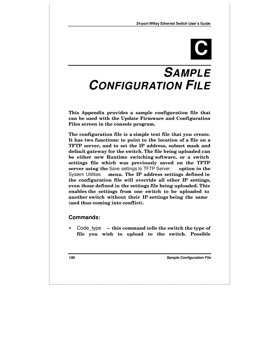 D-Link DES-3225GF manual Sample Configuration File, Commands 