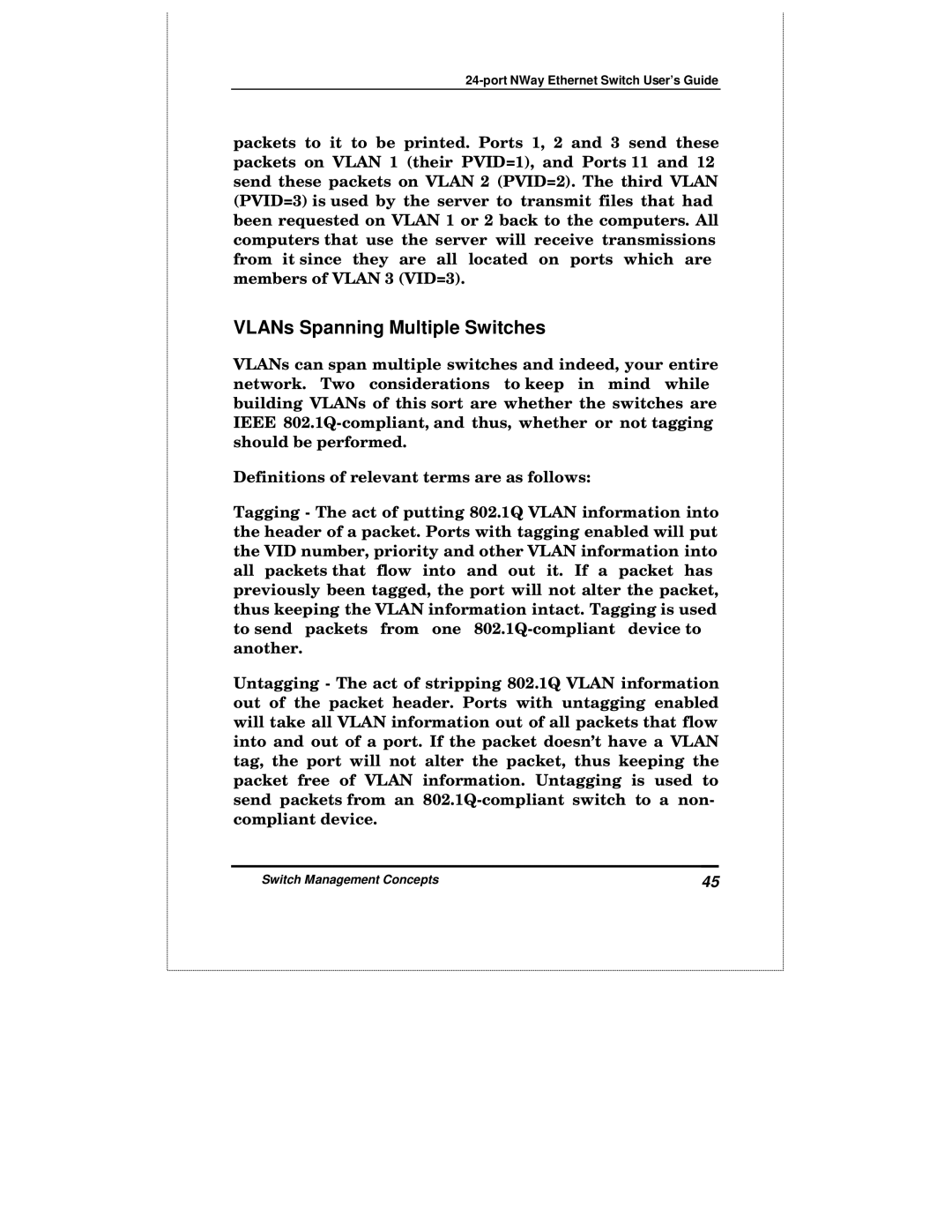 D-Link DES-3225GF manual VLANs Spanning Multiple Switches 