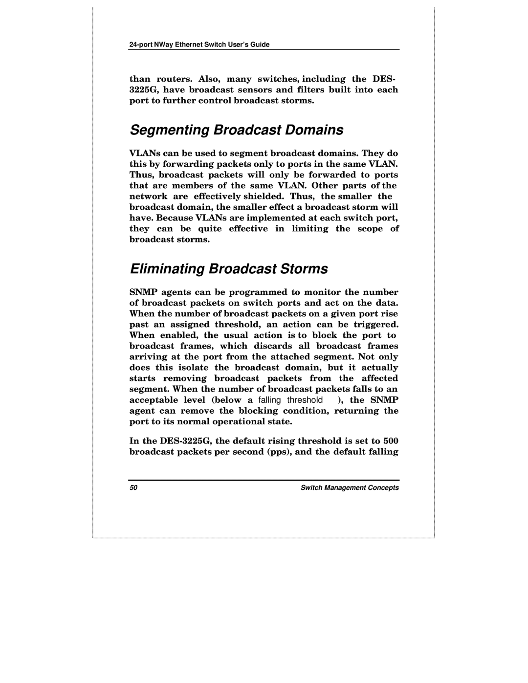 D-Link DES-3225GF manual Segmenting Broadcast Domains, Eliminating Broadcast Storms 