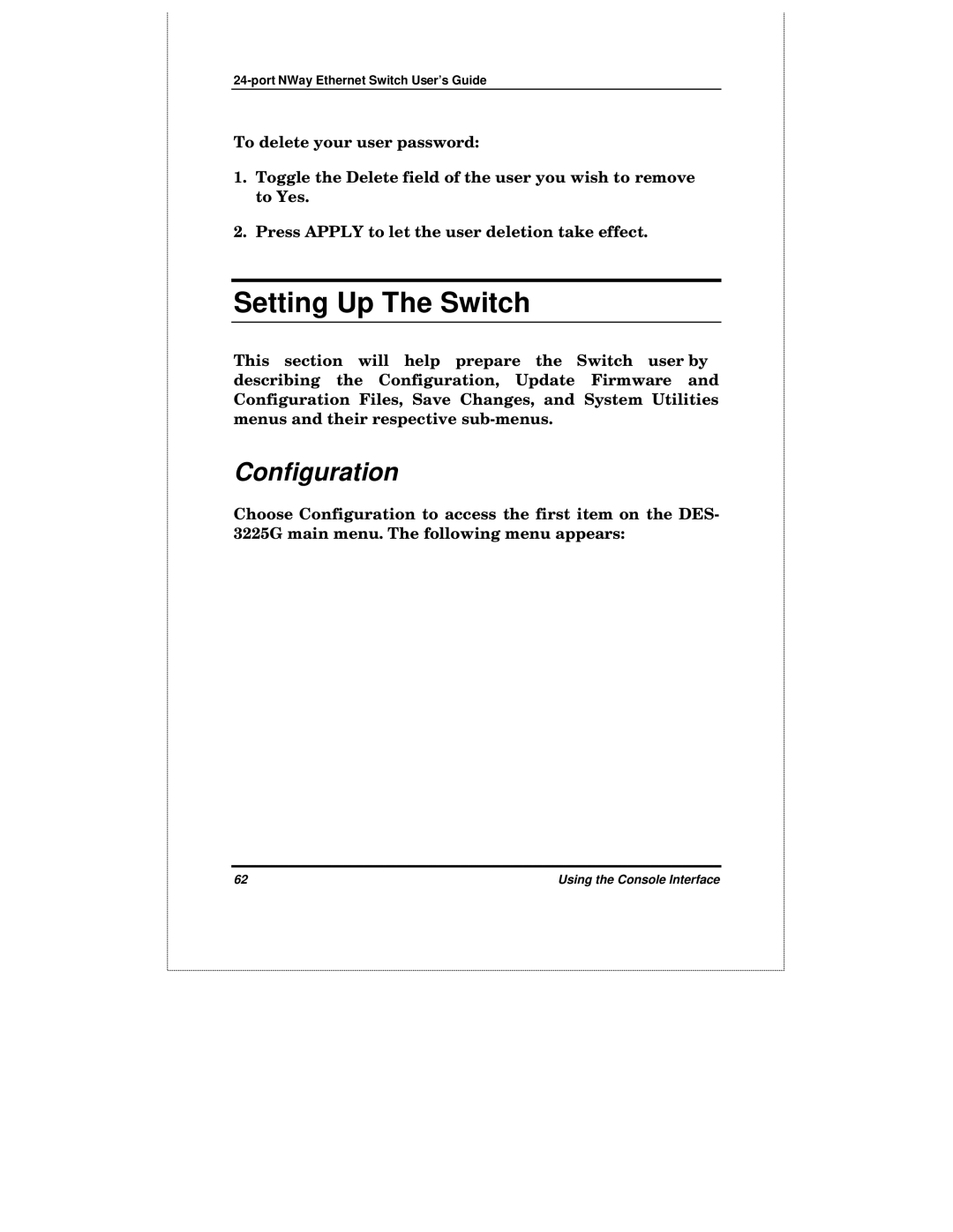 D-Link DES-3225GF manual Setting Up The Switch, Configuration 