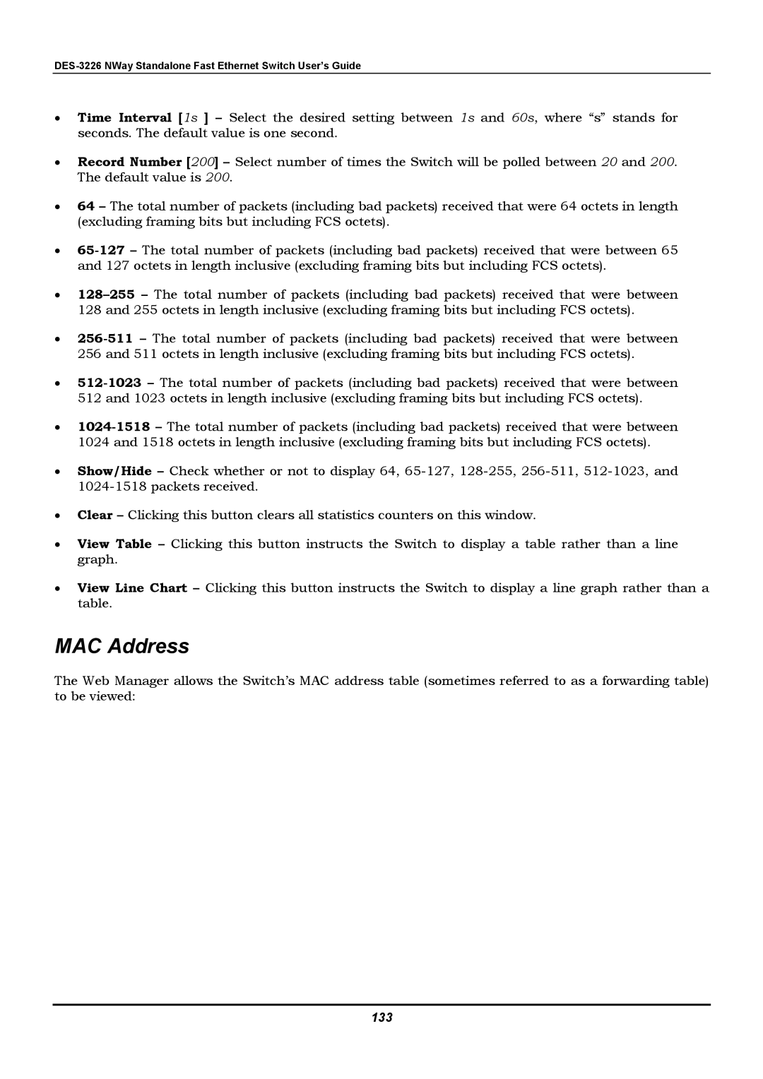 D-Link DES-3226 manual MAC Address, 133 