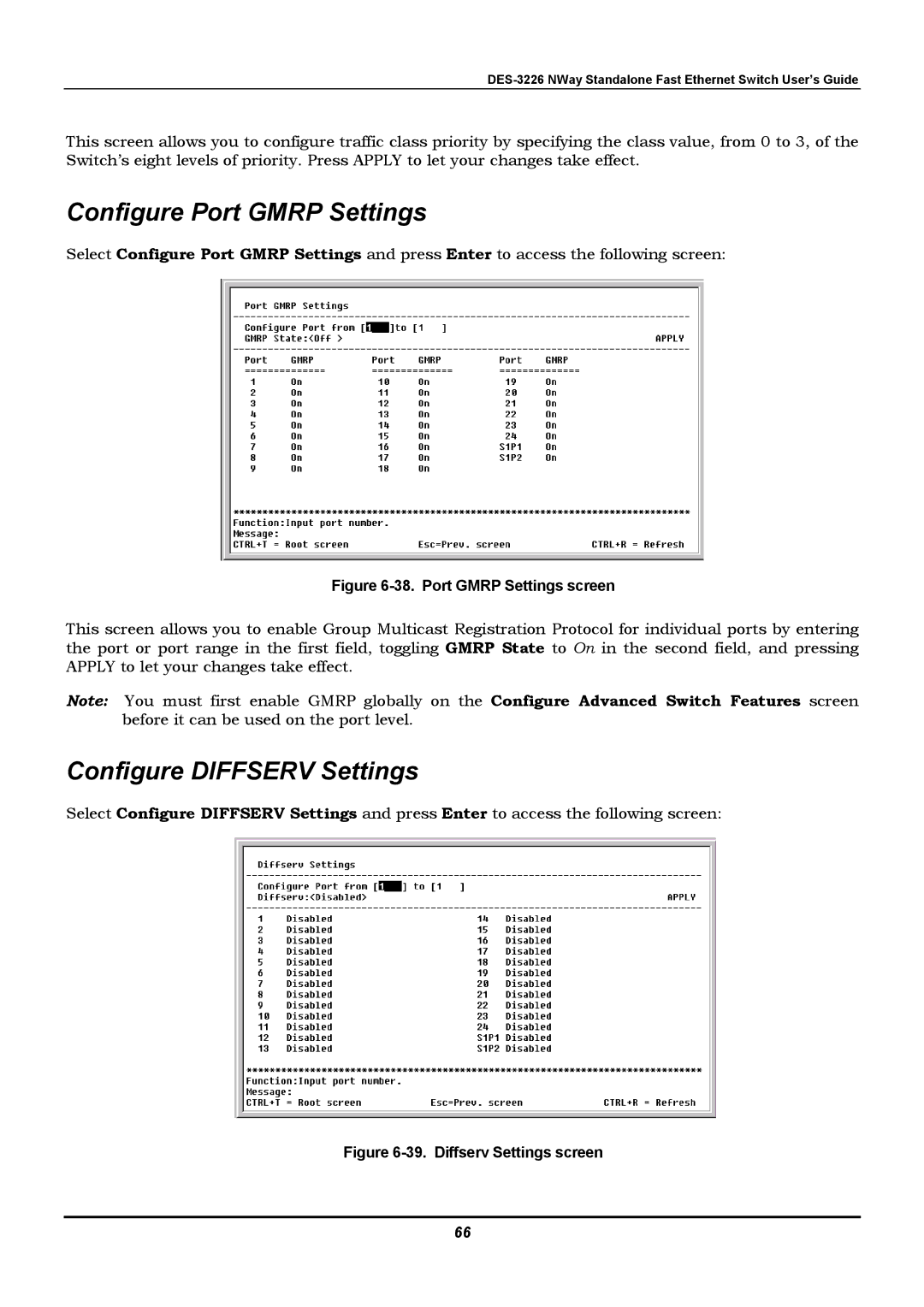 D-Link DES-3226 manual Configure Port Gmrp Settings, Configure Diffserv Settings 