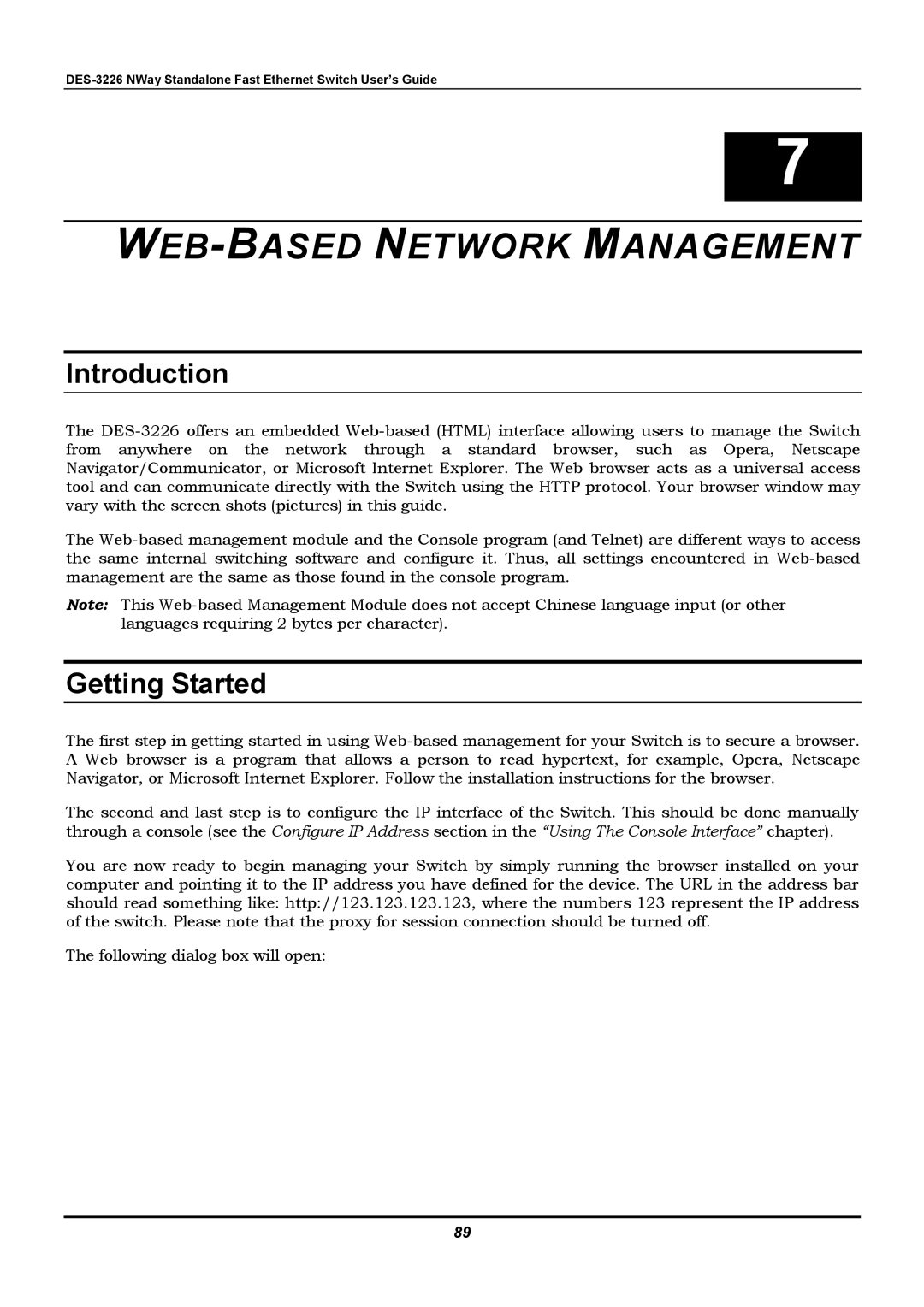 D-Link DES-3226 manual WEB-BASED Network Management, Introduction, Getting Started 