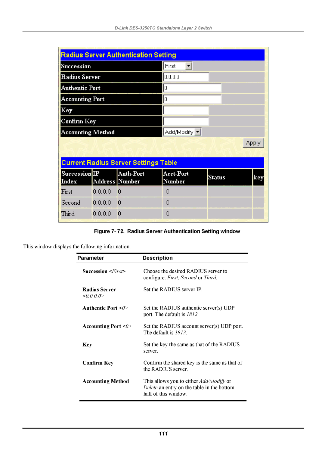 D-Link DES-3250TG manual 111 