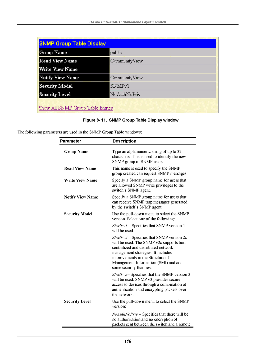 D-Link DES-3250TG manual 118 