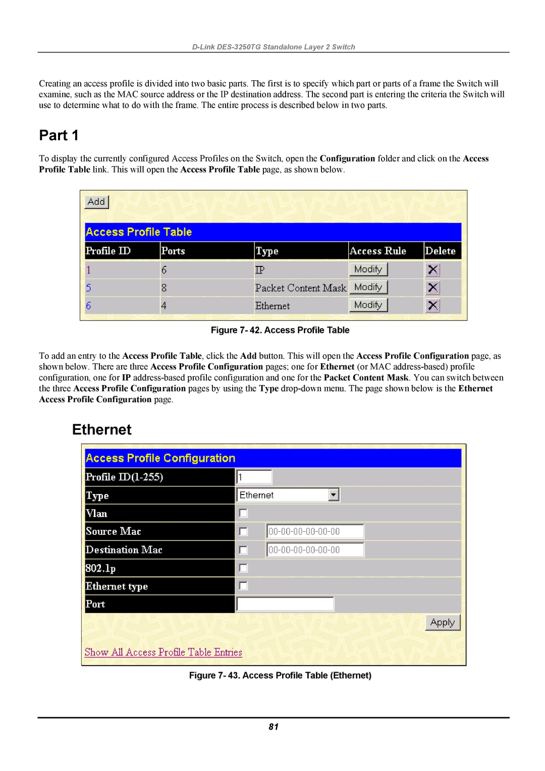 D-Link DES-3250TG manual Part, Ethernet 